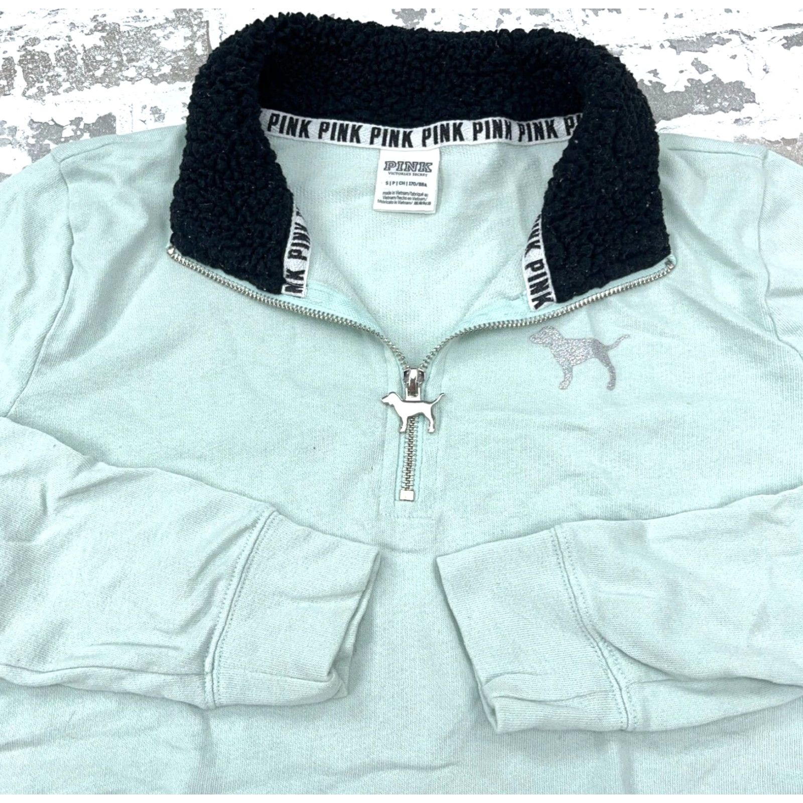 Victoria's Secret VINTAGE Victoria Secret Pink Sweater Women Small Mint Green Pullover Lightweight 1/4 Zip Size S / US 4 / IT 40 - 2 Thumbnail