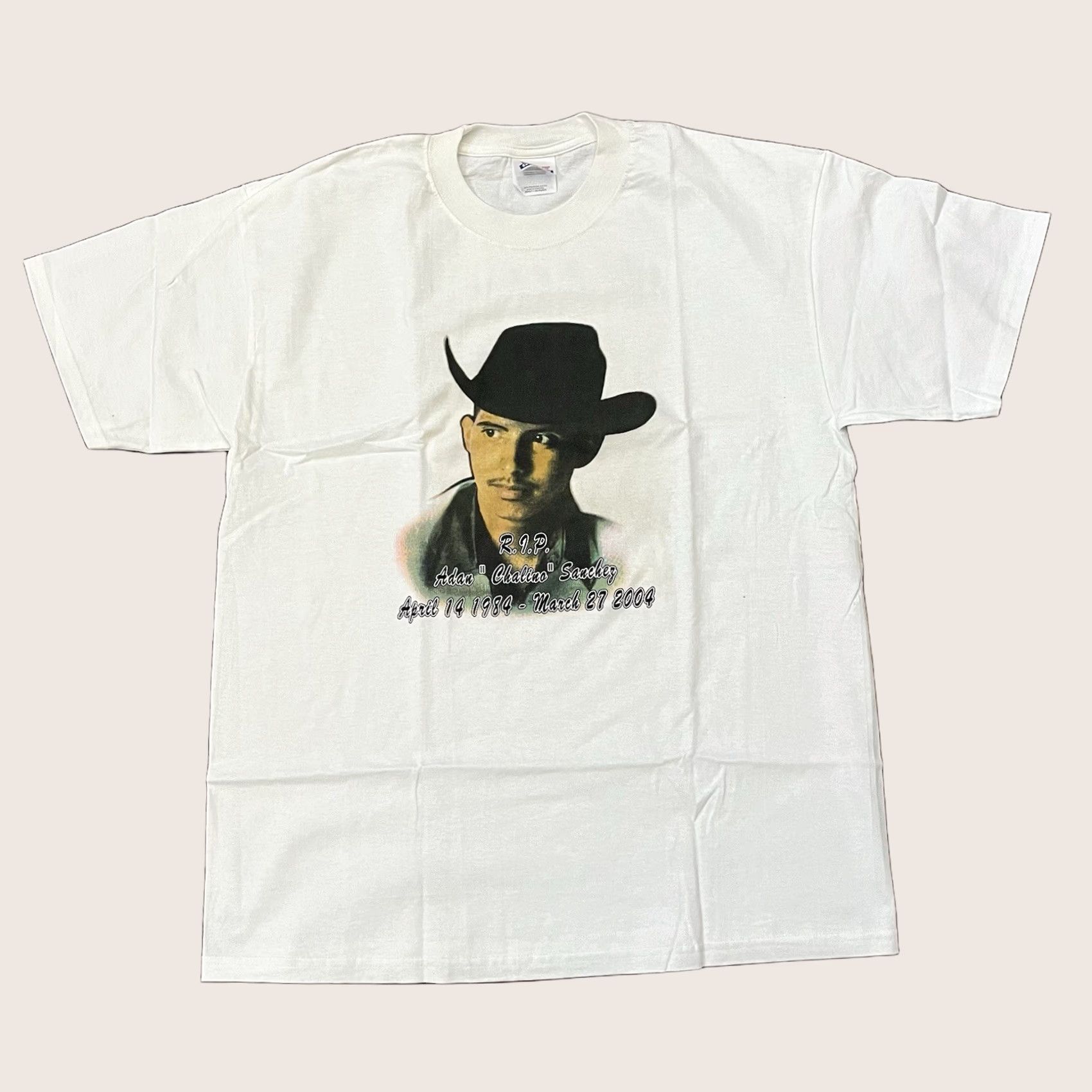 Hanes VINTAGE Adan Chalino Sanchez T Shirt Mens L White Narco 90s Band Mexico Mexican Chicano Corridos Banda Narco News Size US L / EU 52-54 / 3 - 1 Thumbnail