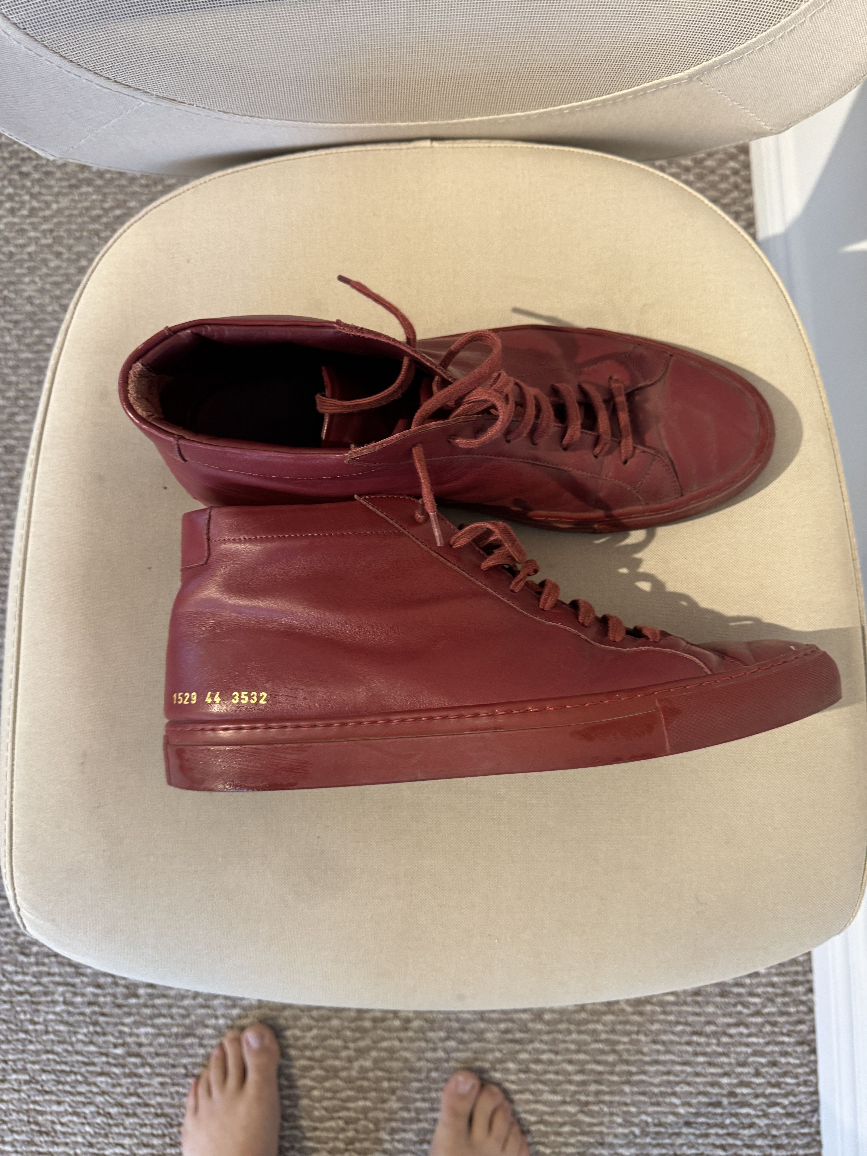 Common Projects Common Projects Achilles Mid Burgundy Leather Size US 11 / EU 44 - 1 Thumbnail