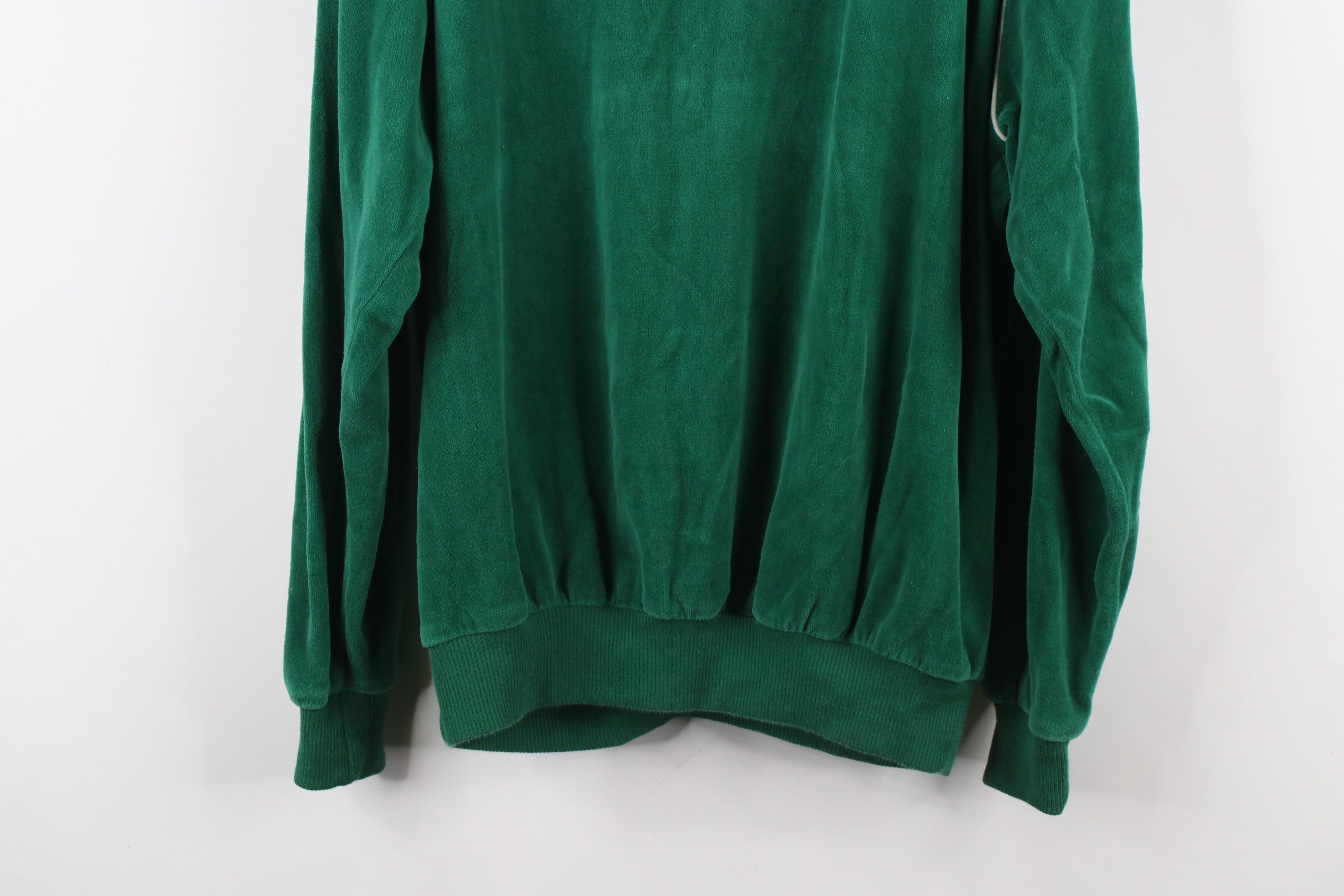 Vintage Vintage 70s Streetwear Block Velour V-Neck Sweater Green Size US XL / EU 56 / 4 - 10 Thumbnail