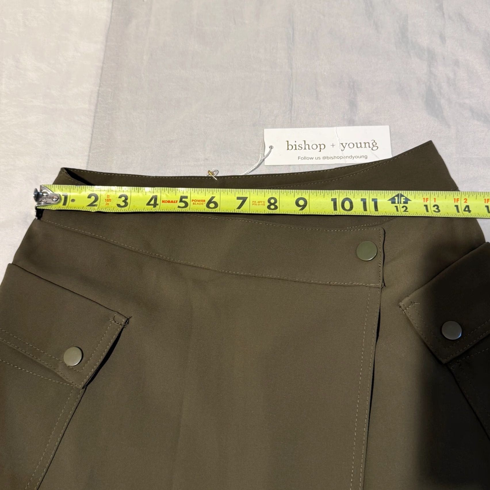 Vintage Bishop + Young Skirt Women Size Small Army Green Side Snap Pockets Mini NEW Military Womens Size 28" / US 6 / IT 42 - 3 Thumbnail