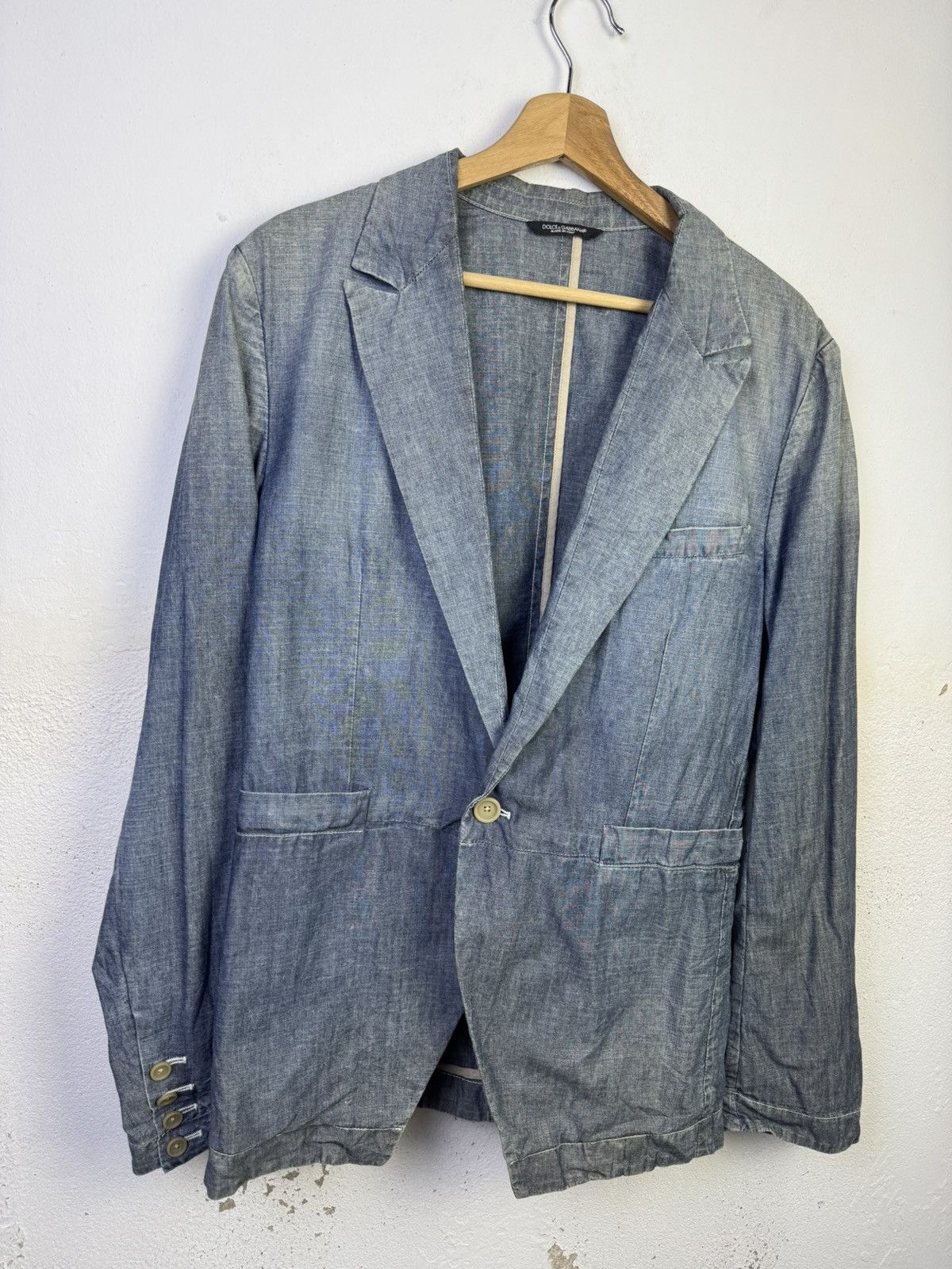 Dolce & Gabbana Dolce & Gabbana light blue chambray blazer Size 48R - 2 Thumbnail