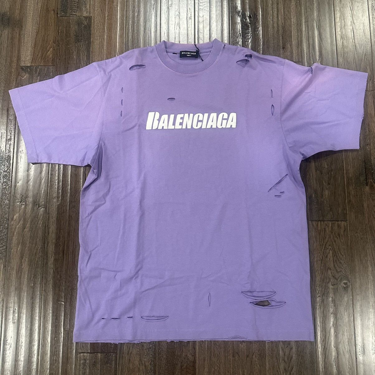 Balenciaga Balenciaga Purple TShirt Size US XXS / EU 40 - 1 Thumbnail