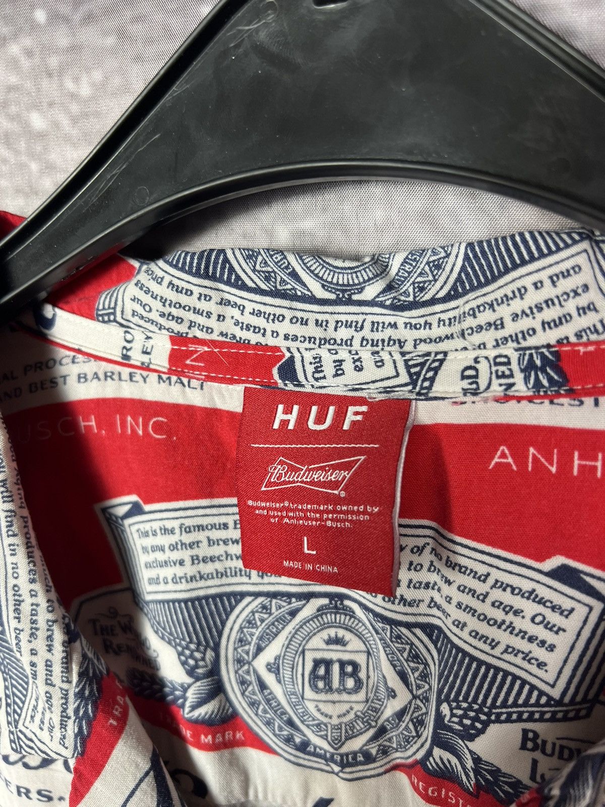 Huf HUF x Budweiser BUD Camp Collar Printed Shirt Size US L / EU 52-54 / 3 - 7 Thumbnail