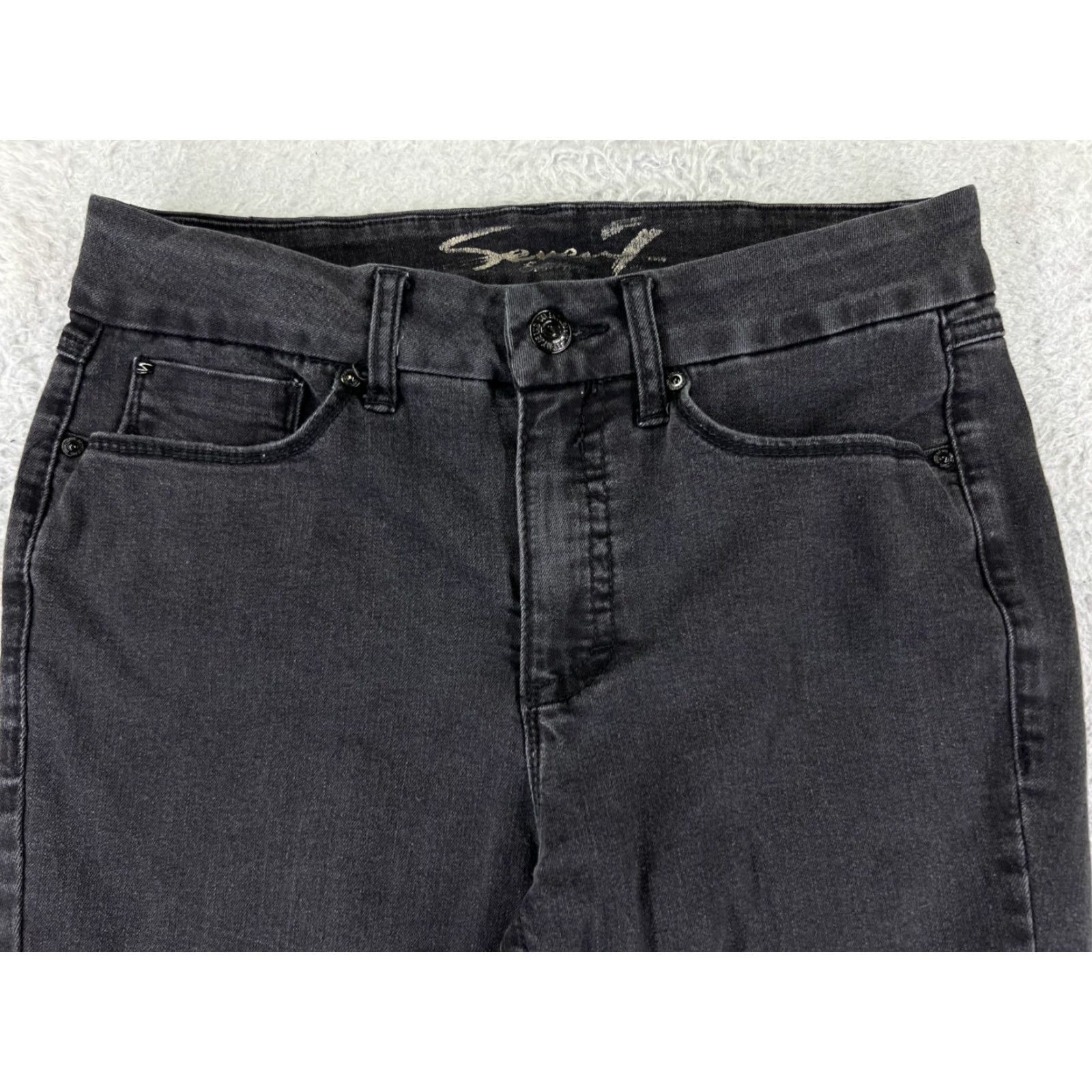 Vintage Seven7 Jeans Women Black Denim 10 High Rise Skinny Tummyless Cotton 28x27 Size 32" / US 10 / IT 46 - 5 Thumbnail