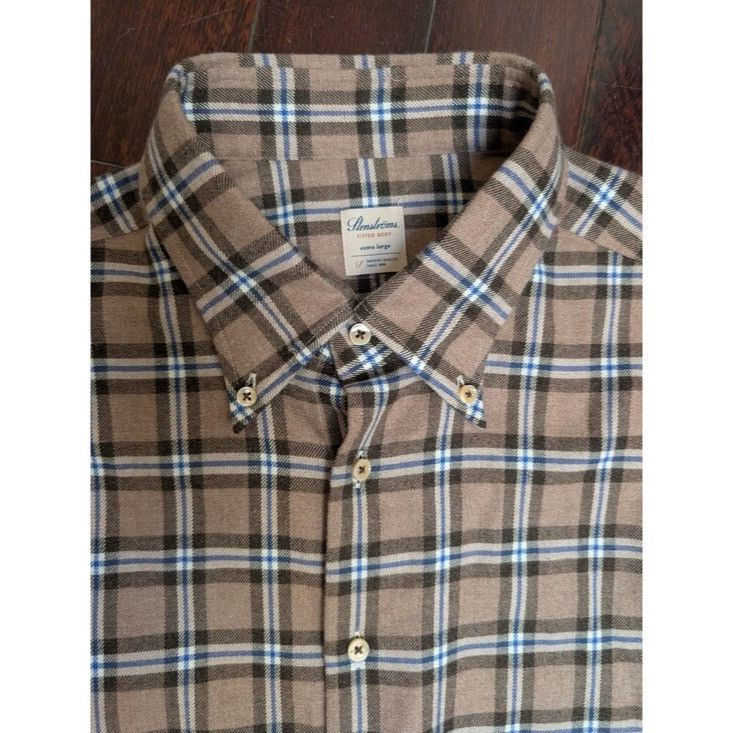Strenstroms Stenstroms Brushed Cotton Button Down Flannel Plaid Shirt - Size US XL / EU 56 / 4 - 8 Thumbnail