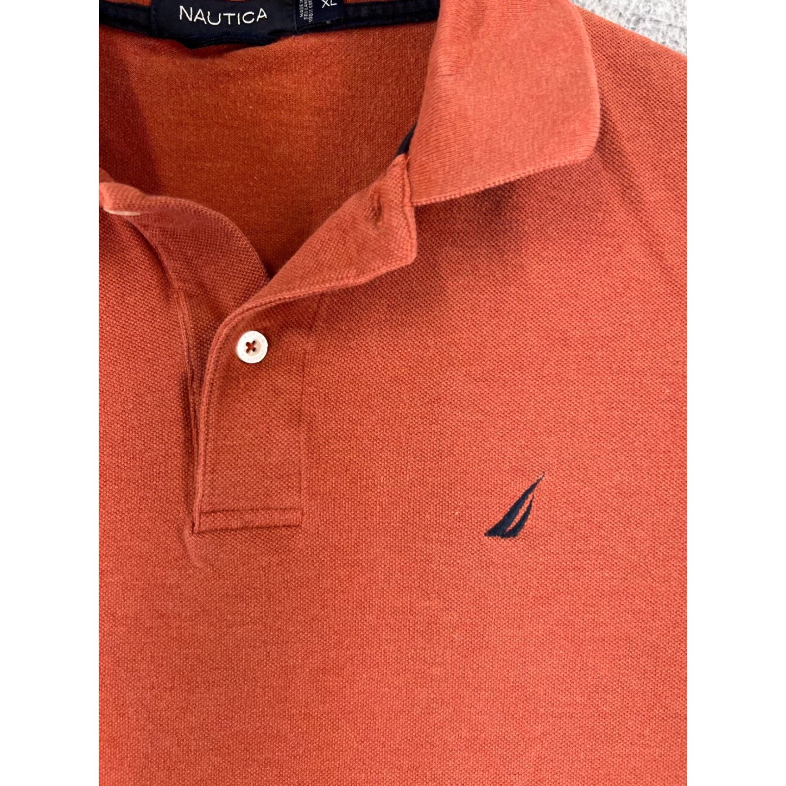 Nautica Nautica Polo Shirt Mens XL Orange 100% Cotton Knit Golf Shirt Outdoor Driving Slim Short Sleeve Mens Size US XL / EU 56 / 4 - 6 Thumbnail