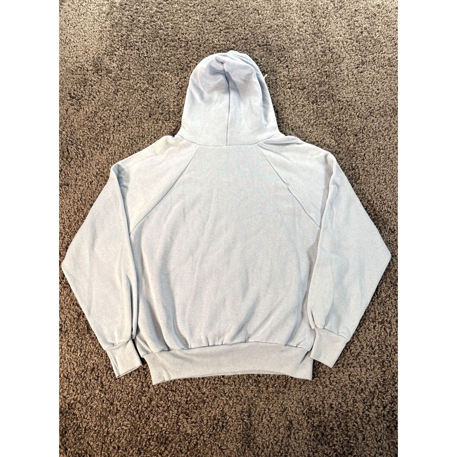 Vintage VINTAGE Hoodie Mens L Sky Blue Light Fleece Pullover Hooded 90s Grunge Work Cotton Regular Winter Fall Spring Blue Mens Regular L Hoodie Size US L / EU 52-54 / 3 - 5 Thumbnail