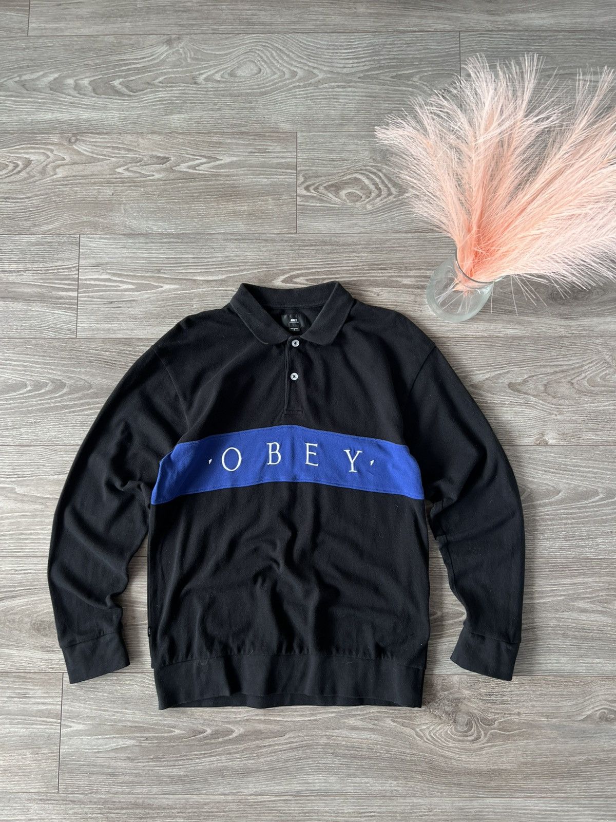 Japanese Brand × Obey ‼️Obey Worldwide Authentic Big Logo Polo Neck Long Sleeve Tee Size US S / EU 44-46 / 1 - 2 Thumbnail