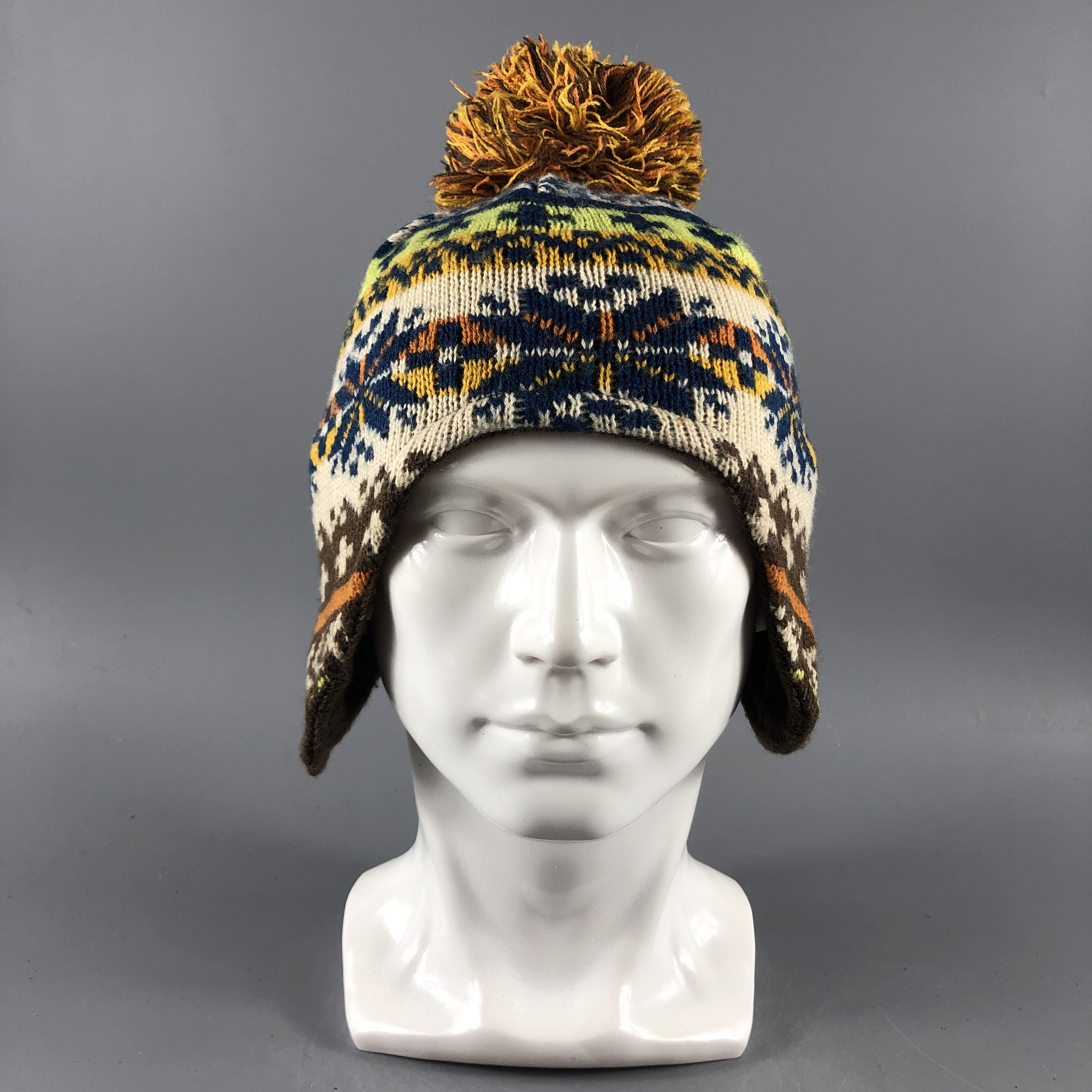 image of Vintage Hats Earflap Beanie Knit Snow Hat Snow Cap B1287, Men's