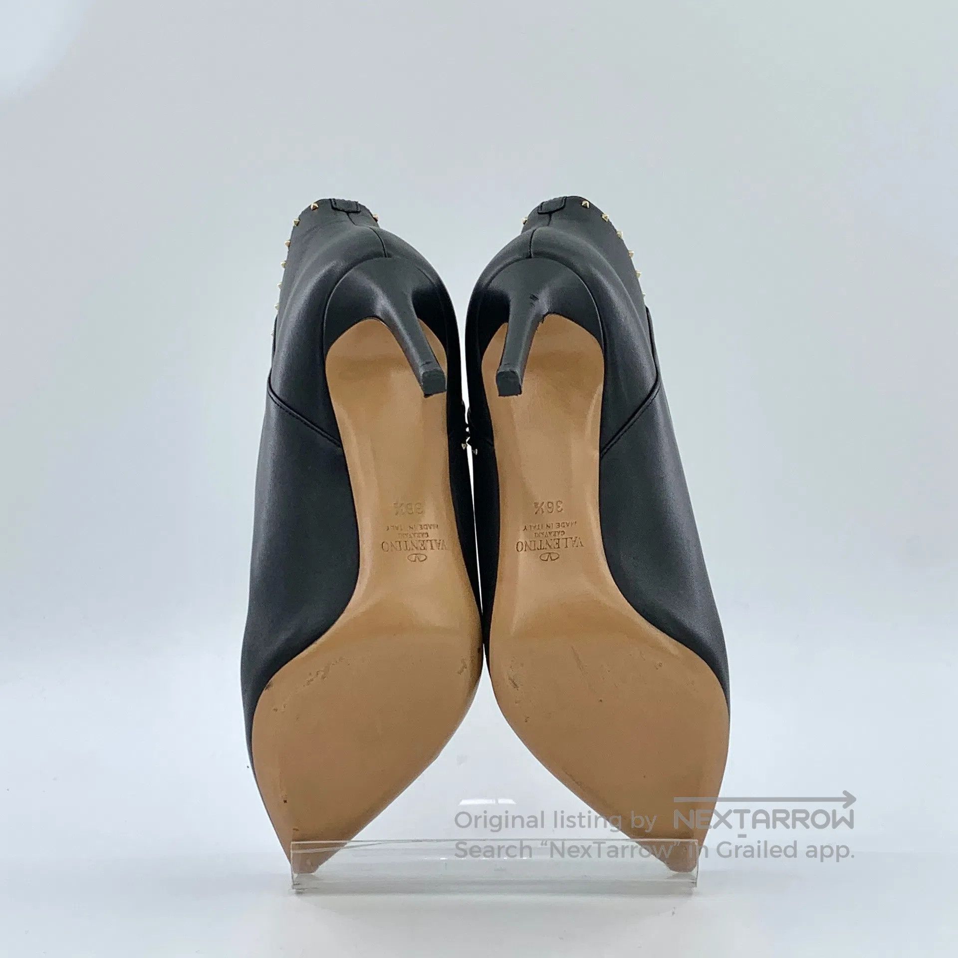 Valentino Valentino Black leather pointed toe rivet decoration fine Size US 6 / IT 36 - 5 Thumbnail