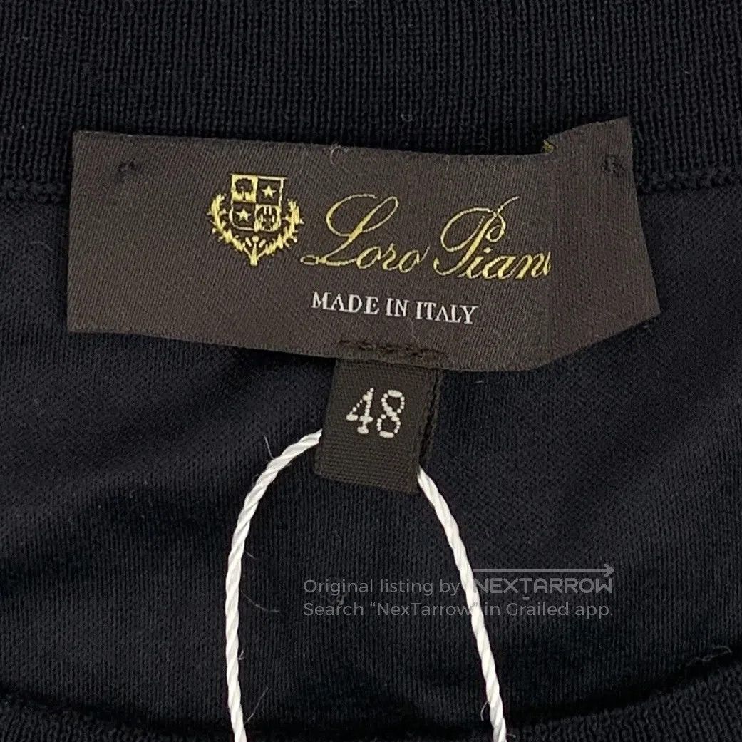 Loro Piana Loro Piana Black Logo Embroidered Cotton Round Neck Short Size US M / EU 48-50 / 2 - 6 Thumbnail