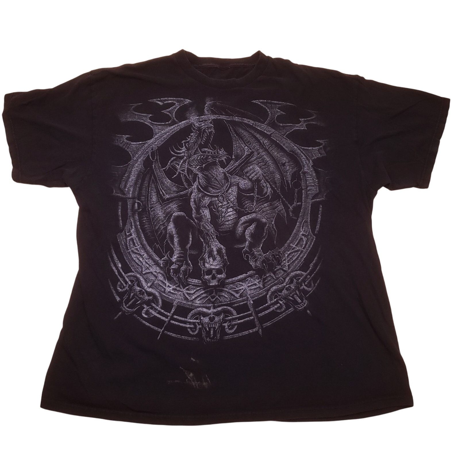 Vintage Vtg y2k Dragon Fantasy Gothic Blackout Distress Golem tee Size US L / EU 52-54 / 3 - 1 Thumbnail