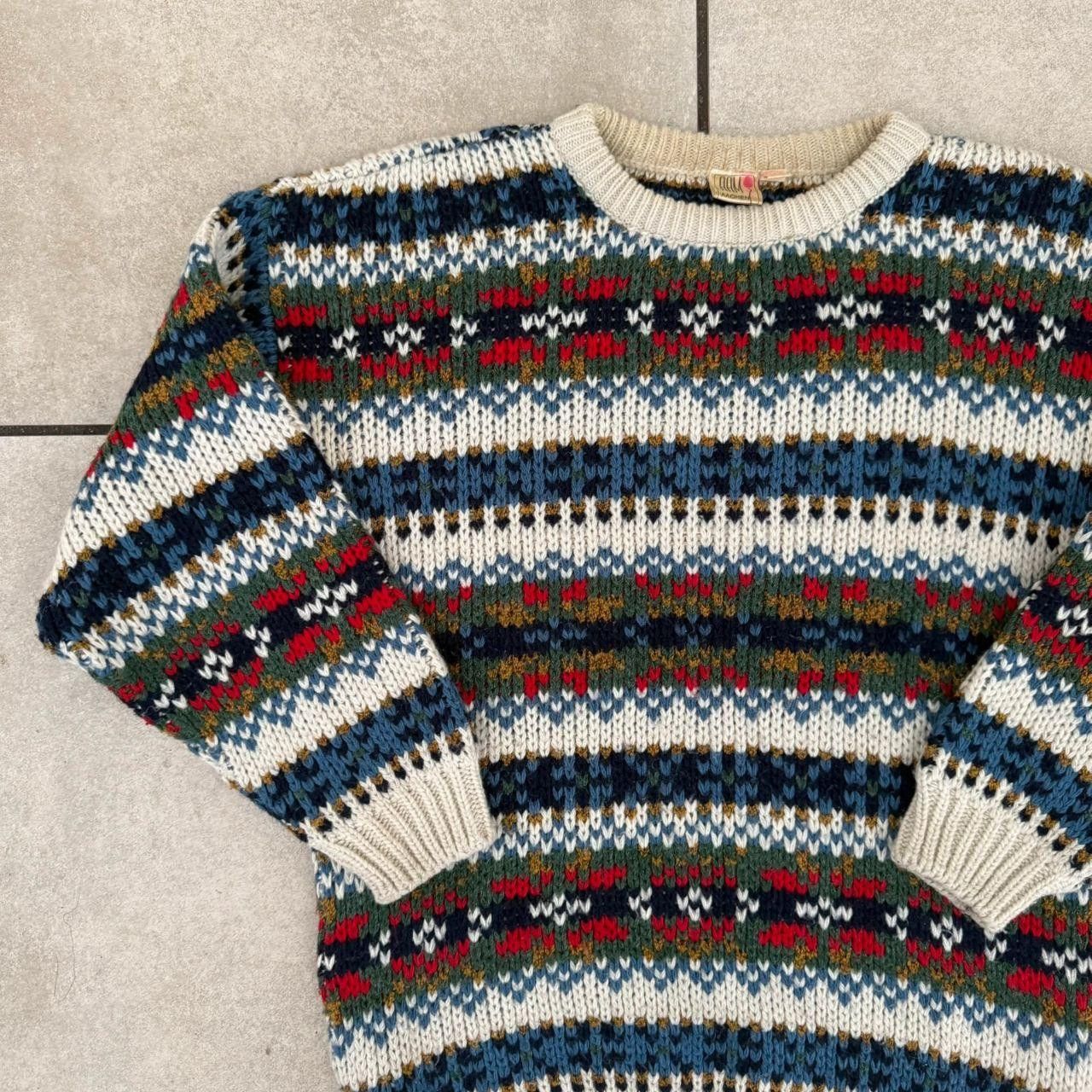 Vintage Vintage 90s Wool Jumper Cable Knit Multi Colour Norway Size US M / EU 48-50 / 2 - 3 Thumbnail
