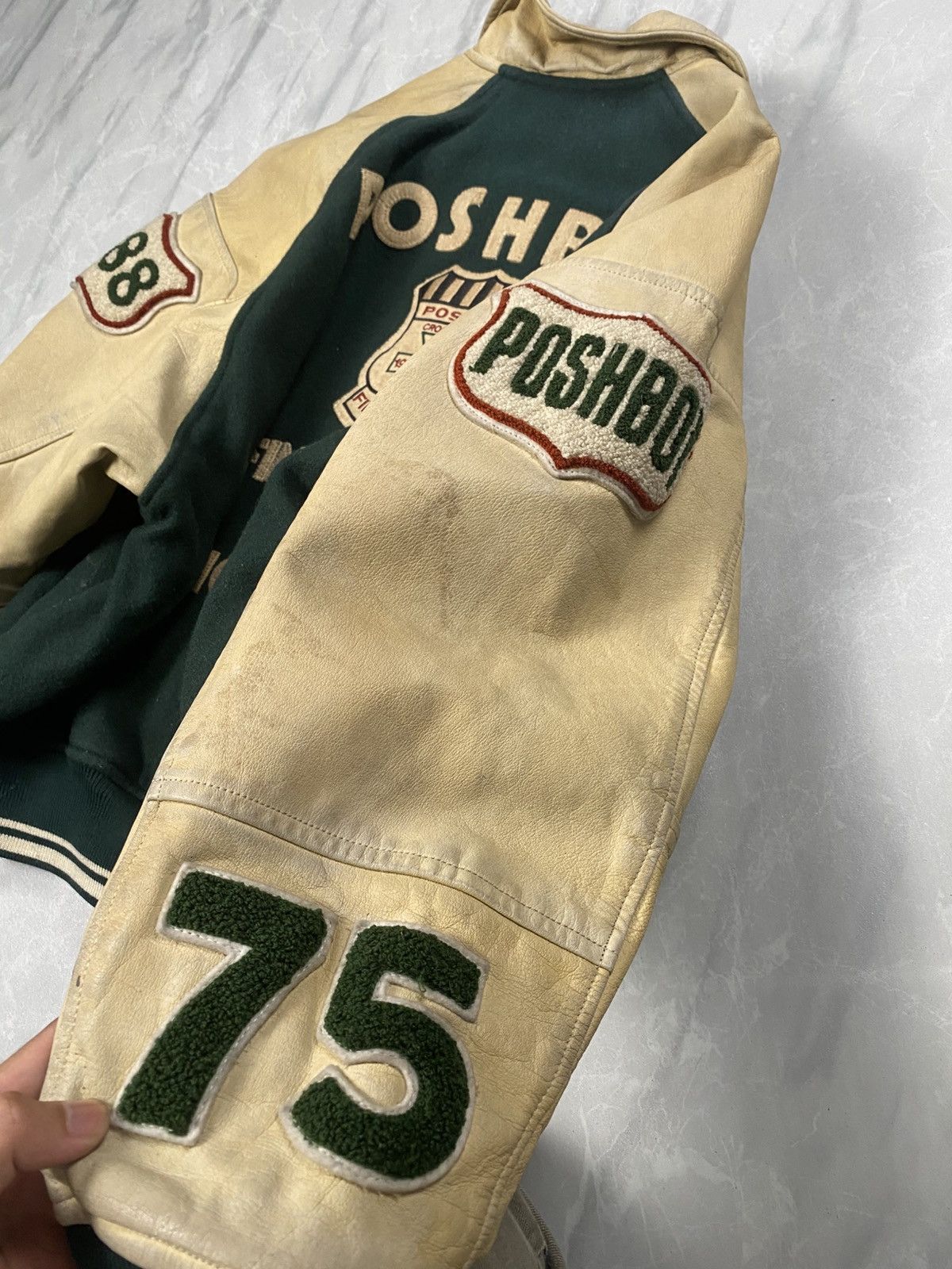 Japanese Brand Rare Vintage 80-90s Poshboy Varsity Leather Jacket Size US L / EU 52-54 / 3 - 6 Thumbnail