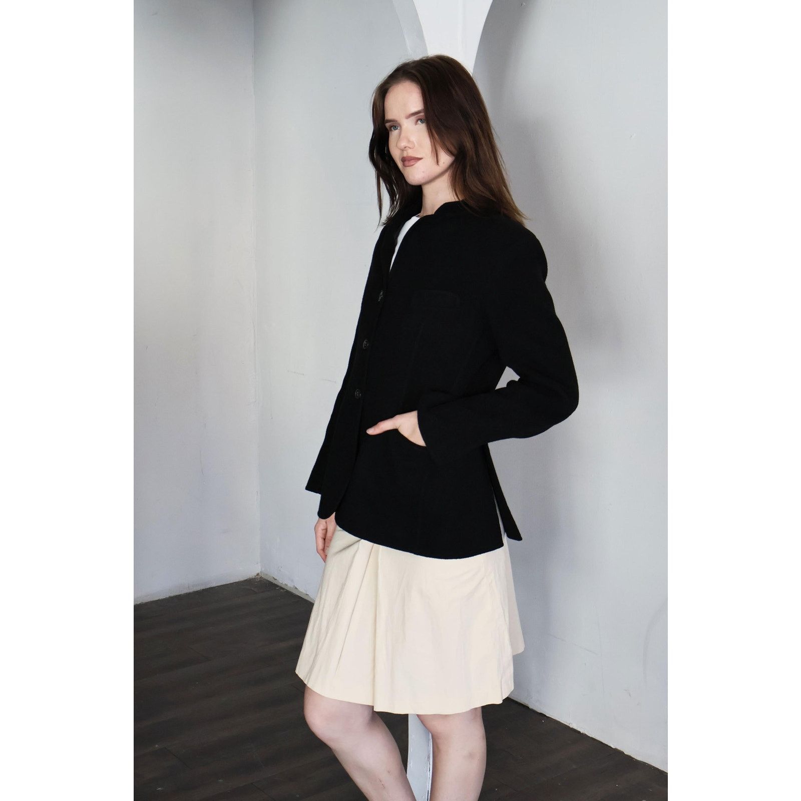 Jil Sander Vintage JIL SANDER Black Cashmere Boxy Blazer Size S / US 4 / IT 40 - 6 Thumbnail