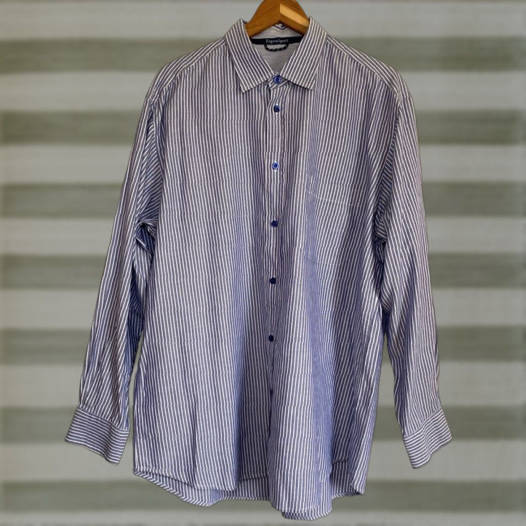 Vintage Zegna Sport Men's Button-Up Casual Shirt Stripes Sz XL Size US XL / EU 56 / 4 - 1 Thumbnail