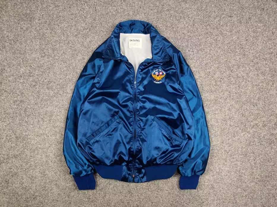 Delong Vintage 90' Delong Light Blue Bomber Jacket Club of U.S. Car Size US L / EU 52-54 / 3 - 1 Thumbnail