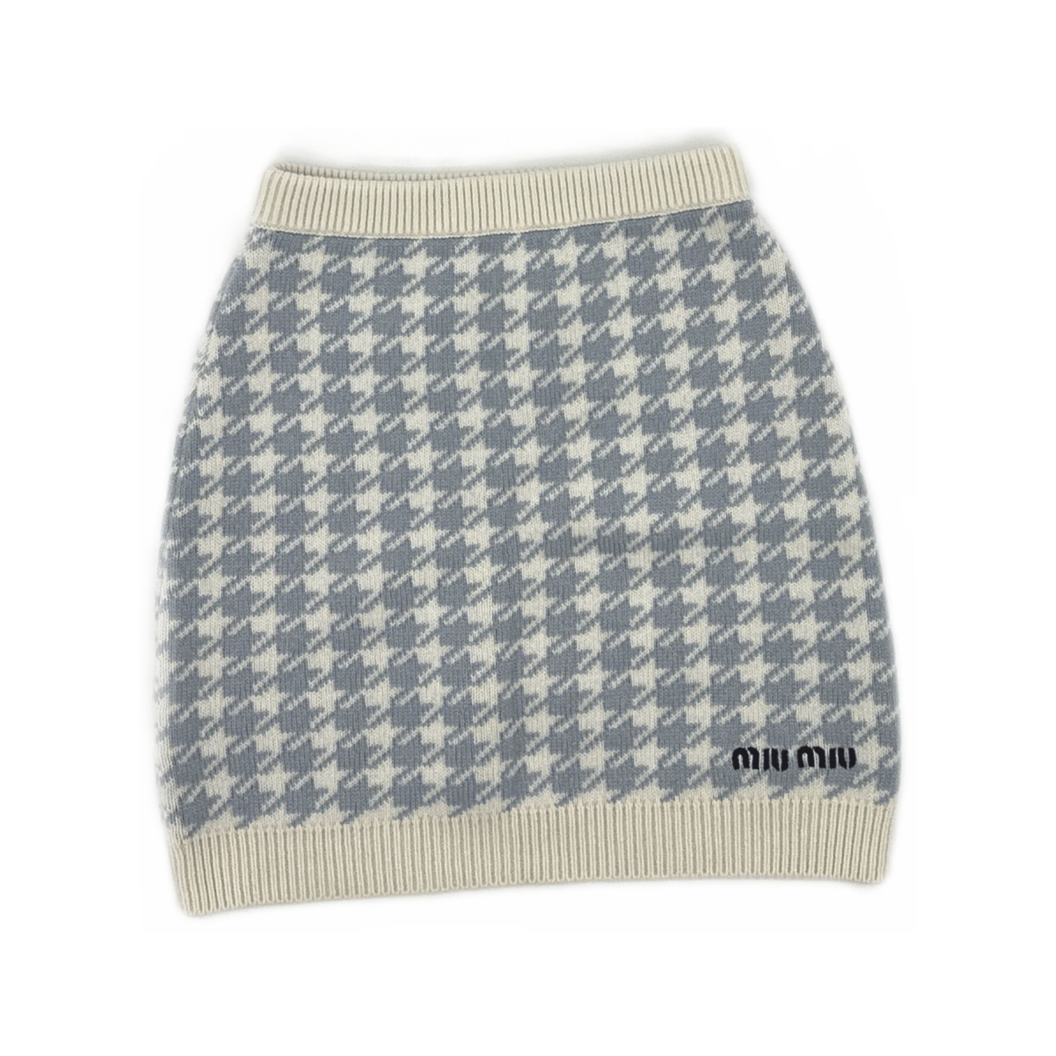 Miu Miu Miu Miu Houndstooth Knit Mini Skirt Size 38 Size 26" / US 2 / IT 38 - 1 Thumbnail