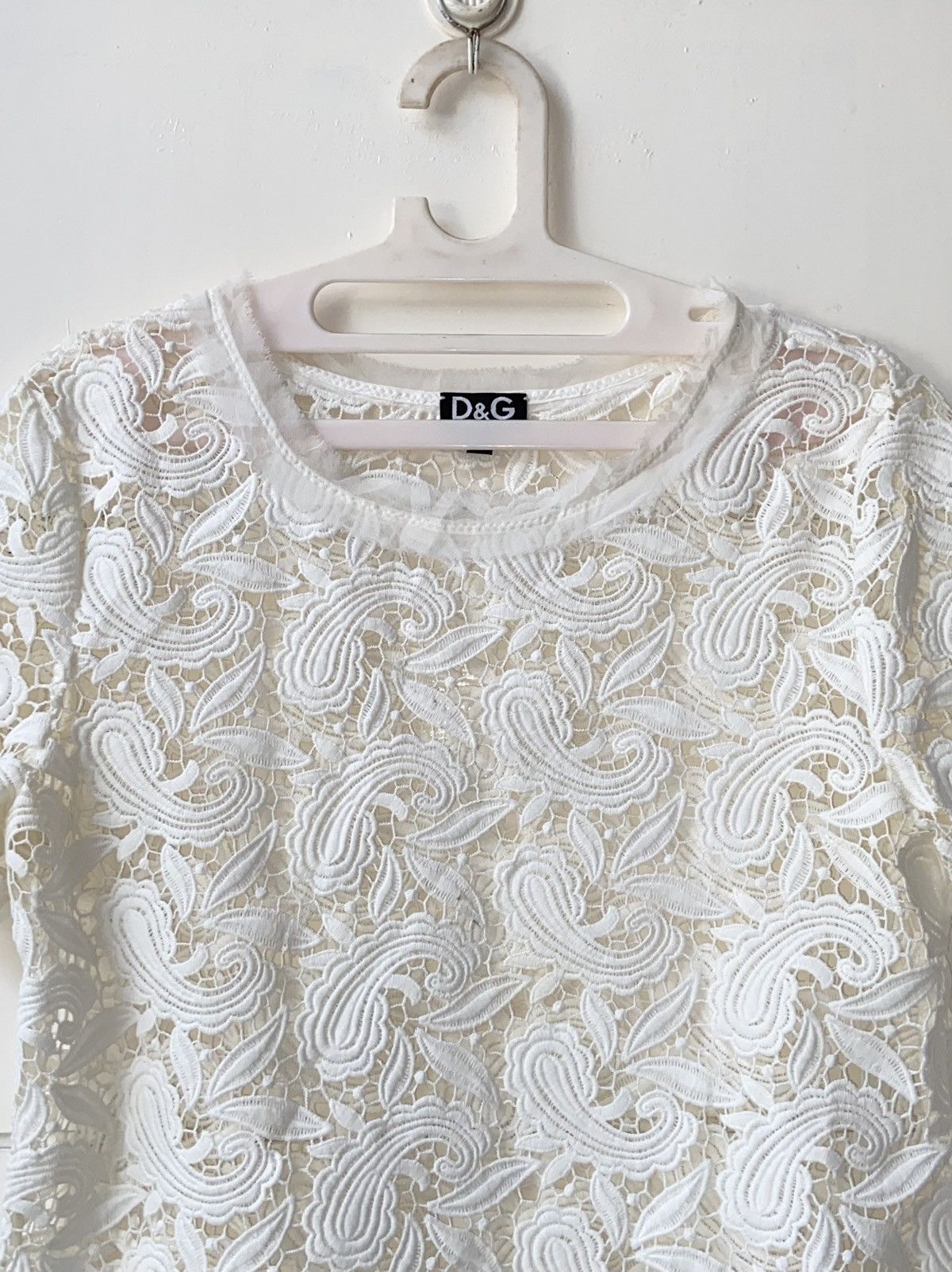 Dolce & Gabbana DOLCE & GABBANA White Mesh T-shirt Size US S / EU 44-46 / 1 - 9 Thumbnail