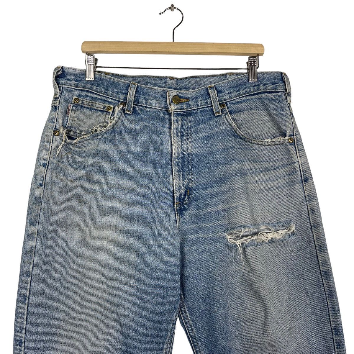 Carhartt Vintage 90s Carhatt Light Blue Ripped Denim Jeans Size US 37 - 3 Thumbnail