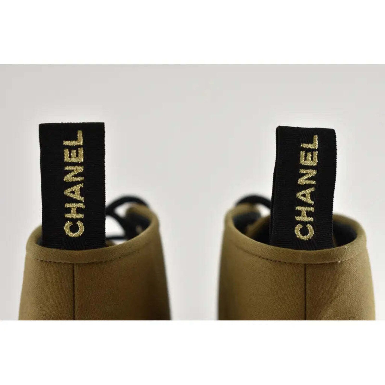 Chanel Chanel 20C Light Dark Brown Pearl CC Combat Lace Up Tie Size US 8.5 / IT 38.5 - 11 Thumbnail
