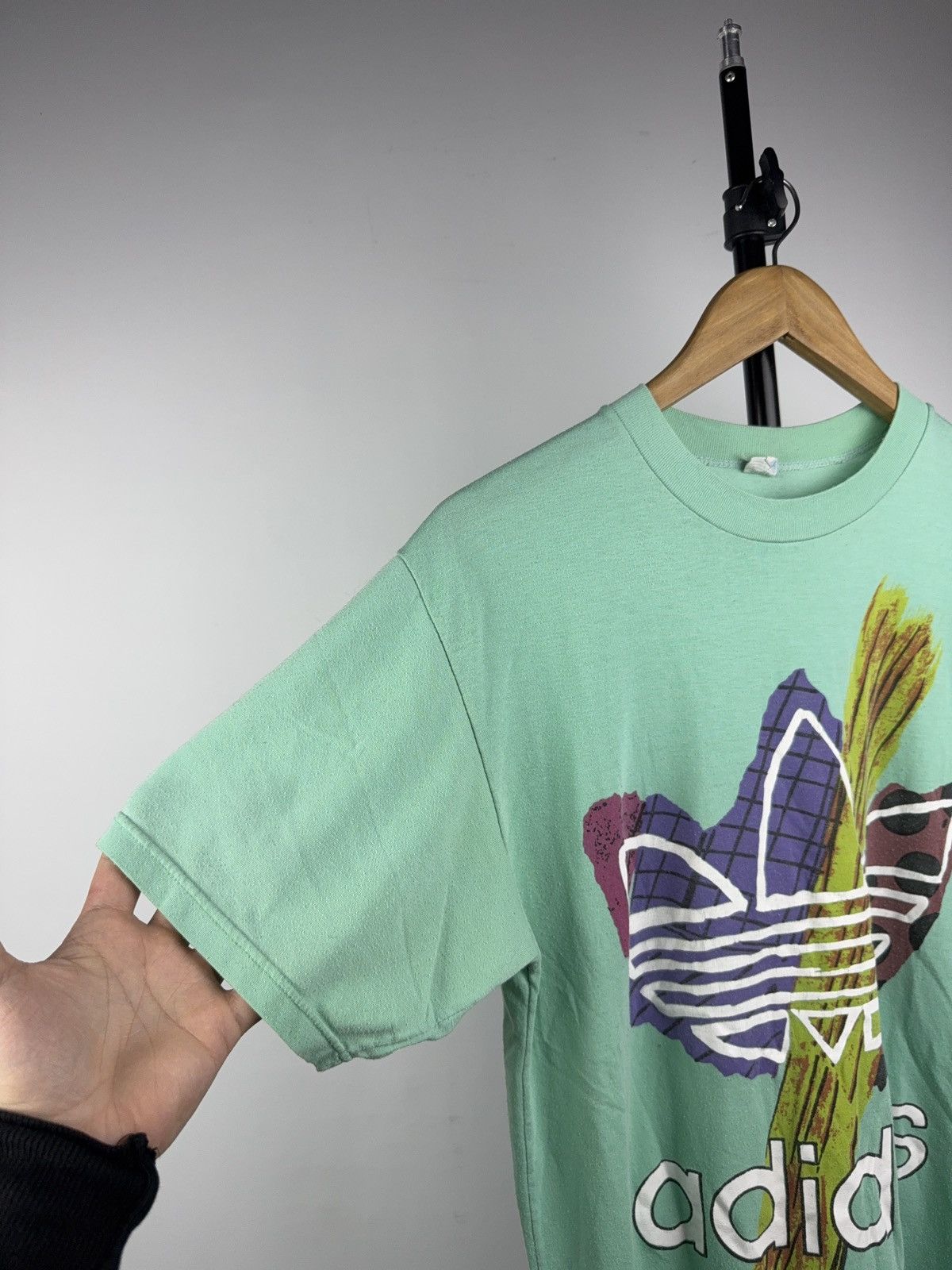 Adidas Vintage Retro Rare 80s Adidas Trefoil Logo Graphic Tee Green Size US M / EU 48-50 / 2 - 7 Thumbnail