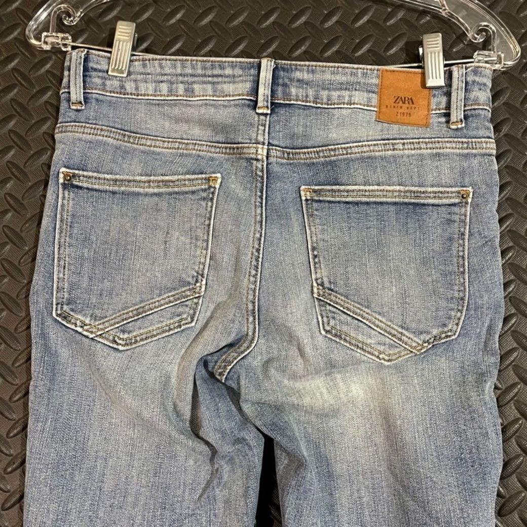 Zara Zara Jeans Women's Blue Skinny Mid Rise Distressed Zipper Pocket Denim Size 4 Size 27" / US 4 / IT 40 - 4 Thumbnail