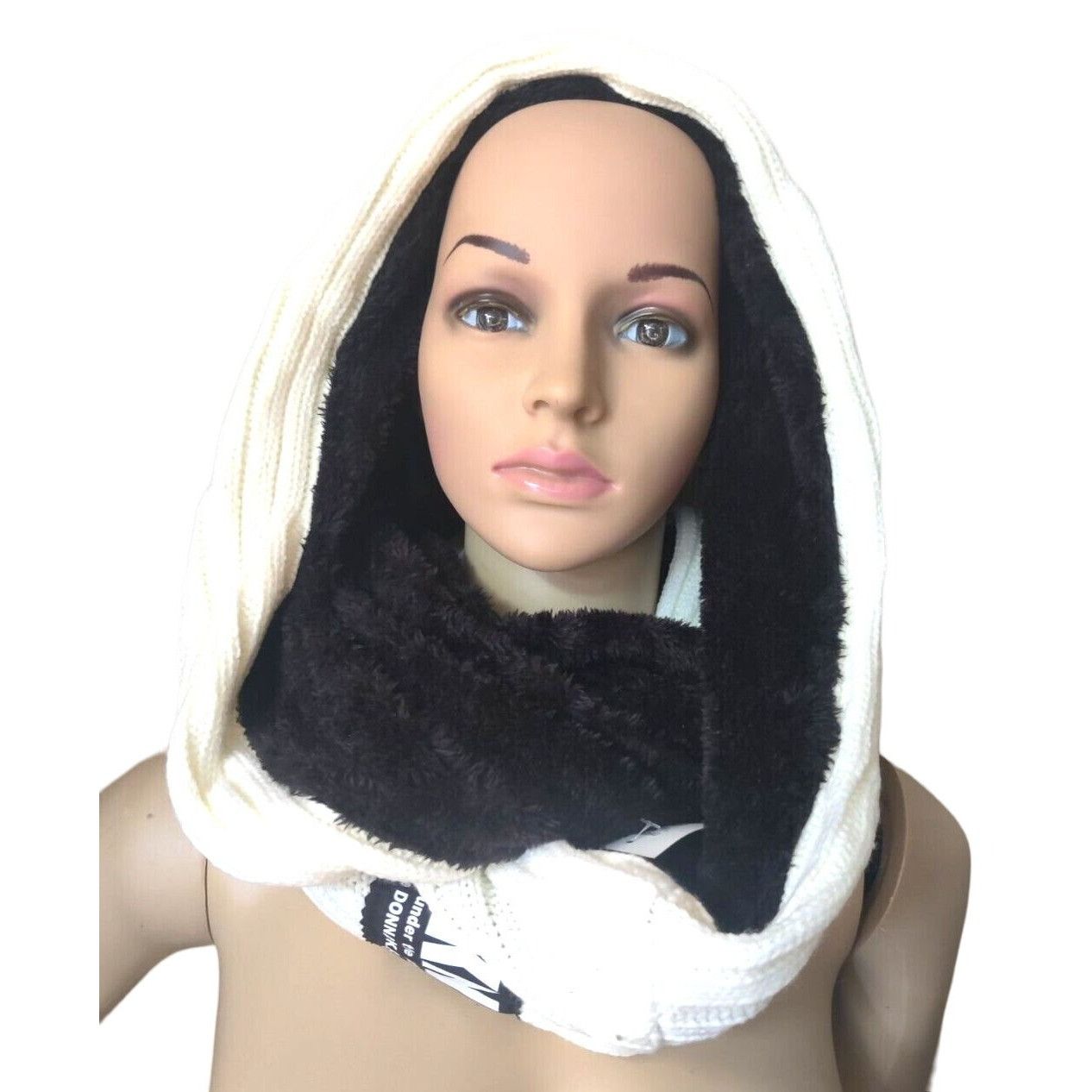 DKNY KNY Fleece-Lined Knit Infinity Scarf, Cream Size ONE SIZE - 4 Thumbnail