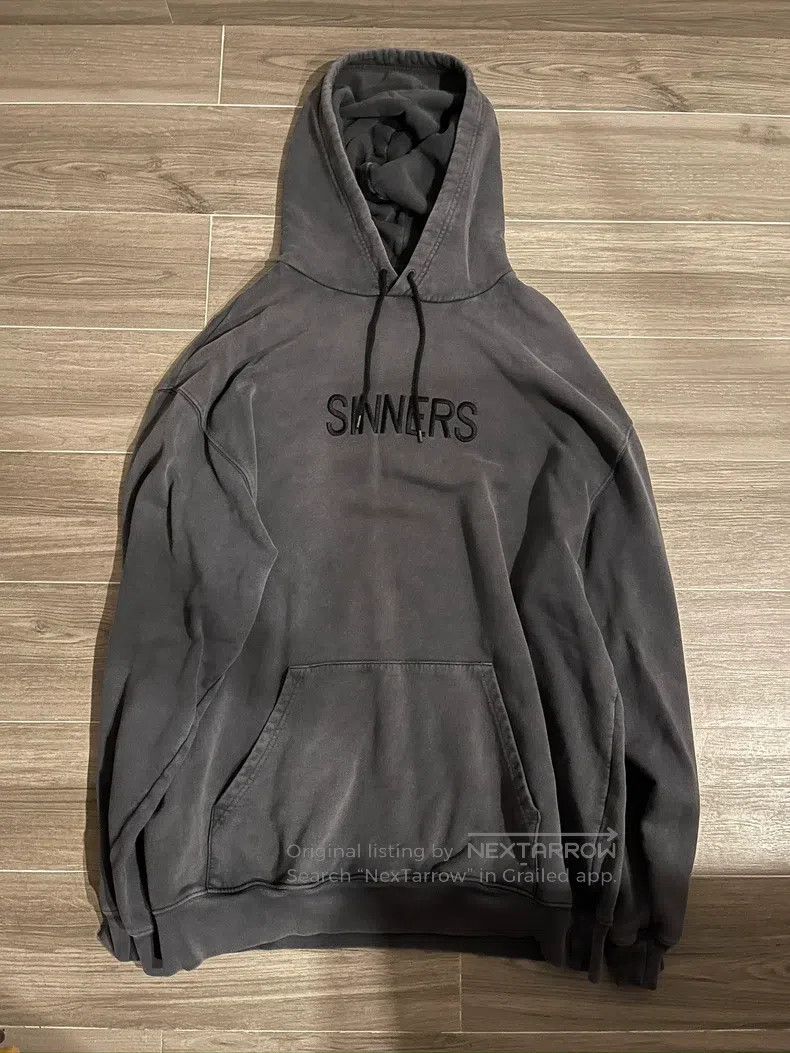 BALENCIAGA Sinners フーディ ブラック Balenciaga Sinners embroidered hooded cotton sweatshirt