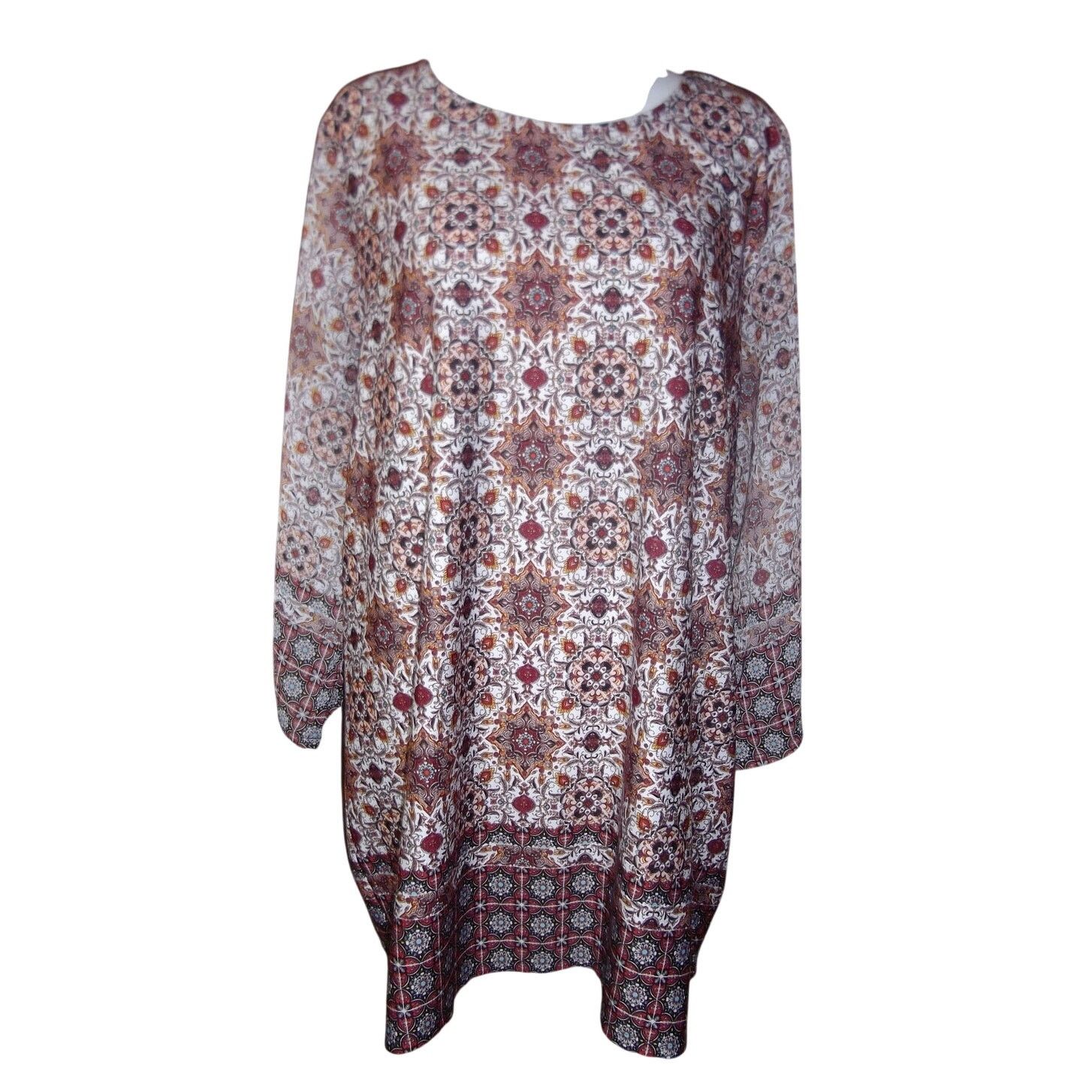 Other DressBarn Bohemian Long Sleeve Mini Shift Women Dress 2X Size XXL / US 16-18 / IT 52-54 - 1 Thumbnail