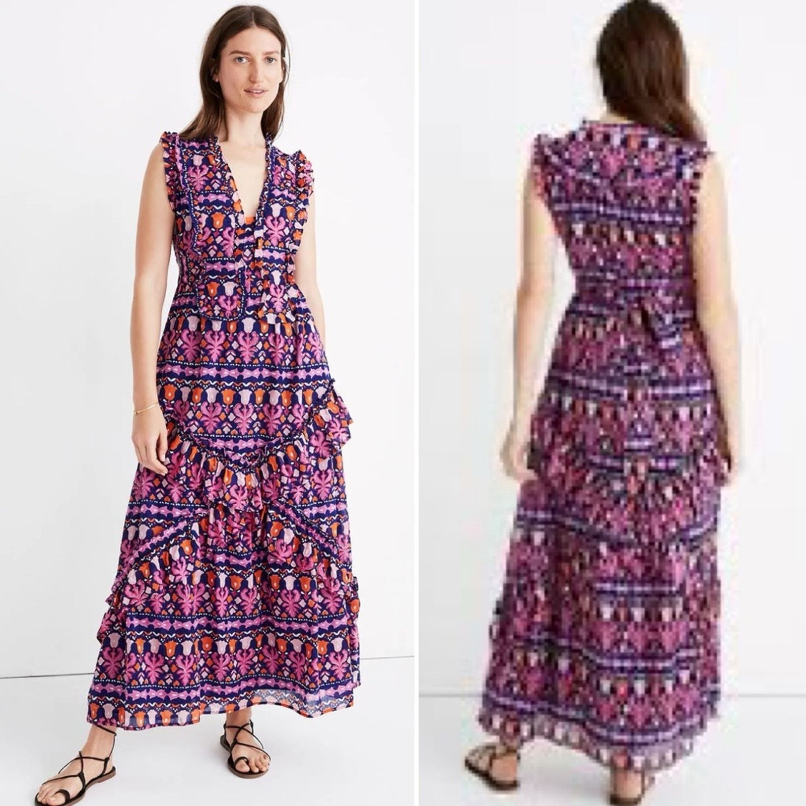 Banjanan Banjanan $350 Donna Midi Dress In Edwardian Tile XS EUC Size XS / US 0-2 / IT 36-38 - 1 Thumbnail