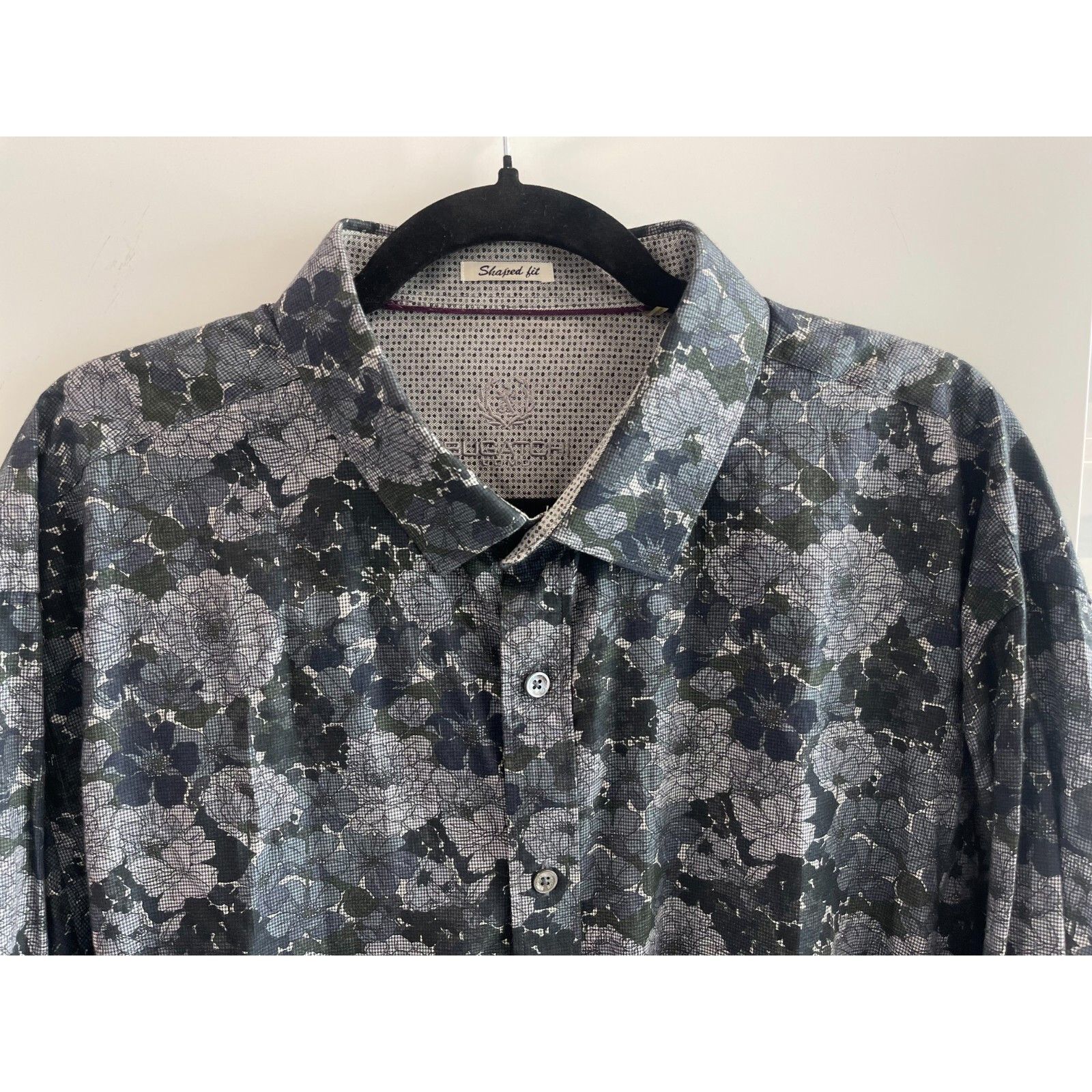 BUGATCHI BUGATCHI FLORAL BUTTON UP SHAPED FIT SHIRT NAVY SZ XL (LABEL Size US XL / EU 56 / 4 - 2 Thumbnail