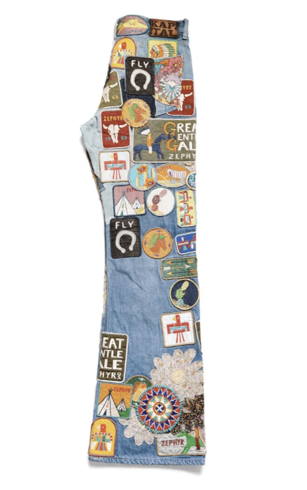 Kapital Kountry Kapital 12.5oz Denim 5P RAT Flare Patch (ZEPHYROS INSANE) Size US 36 / EU 52 - 3 Thumbnail