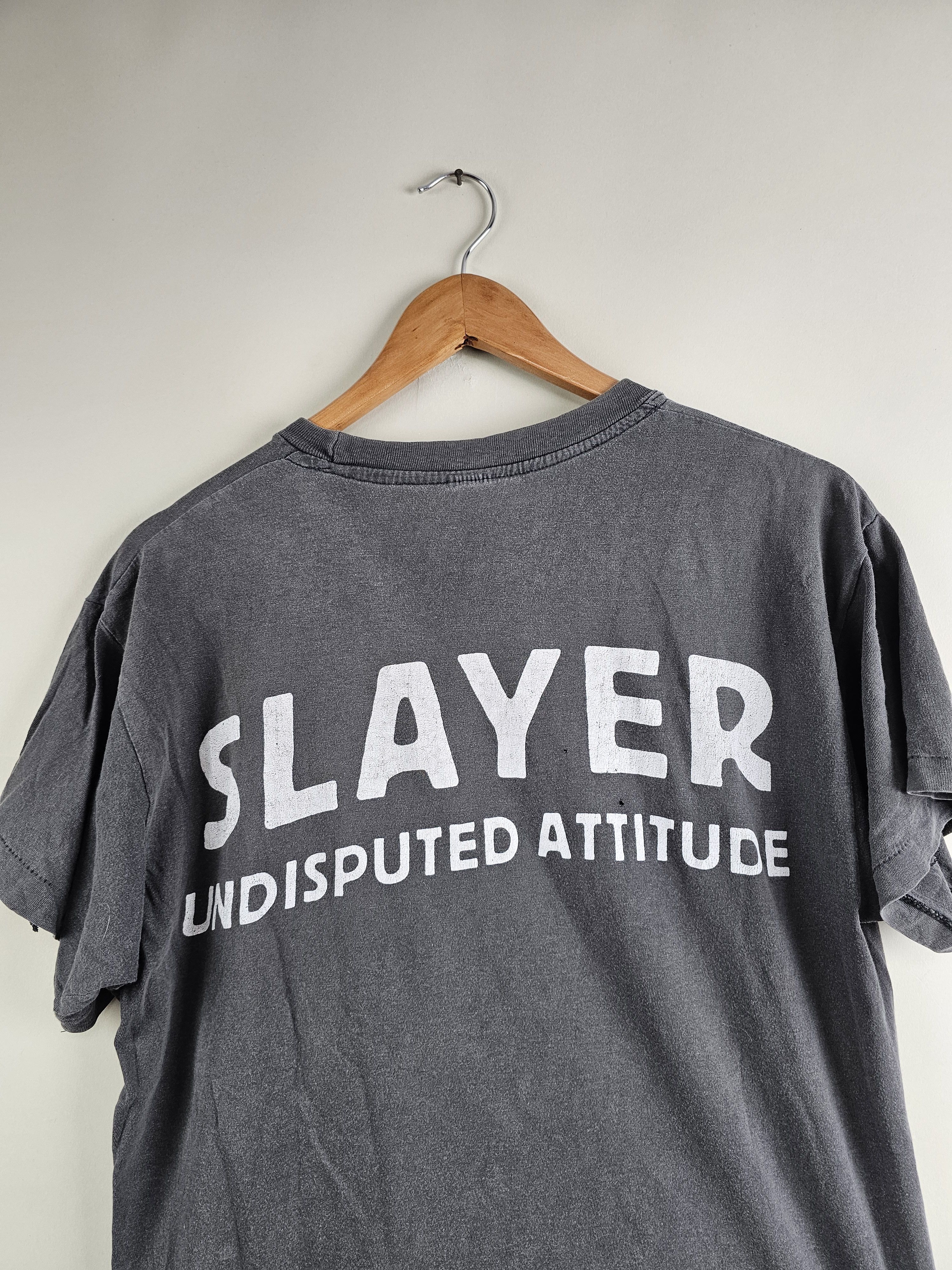 Band Tees × Slayer × Vintage 90s Slayer Undisputed Attitude faded 90s Metal L 21" 27" Size US L / EU 52-54 / 3 - 8 Thumbnail