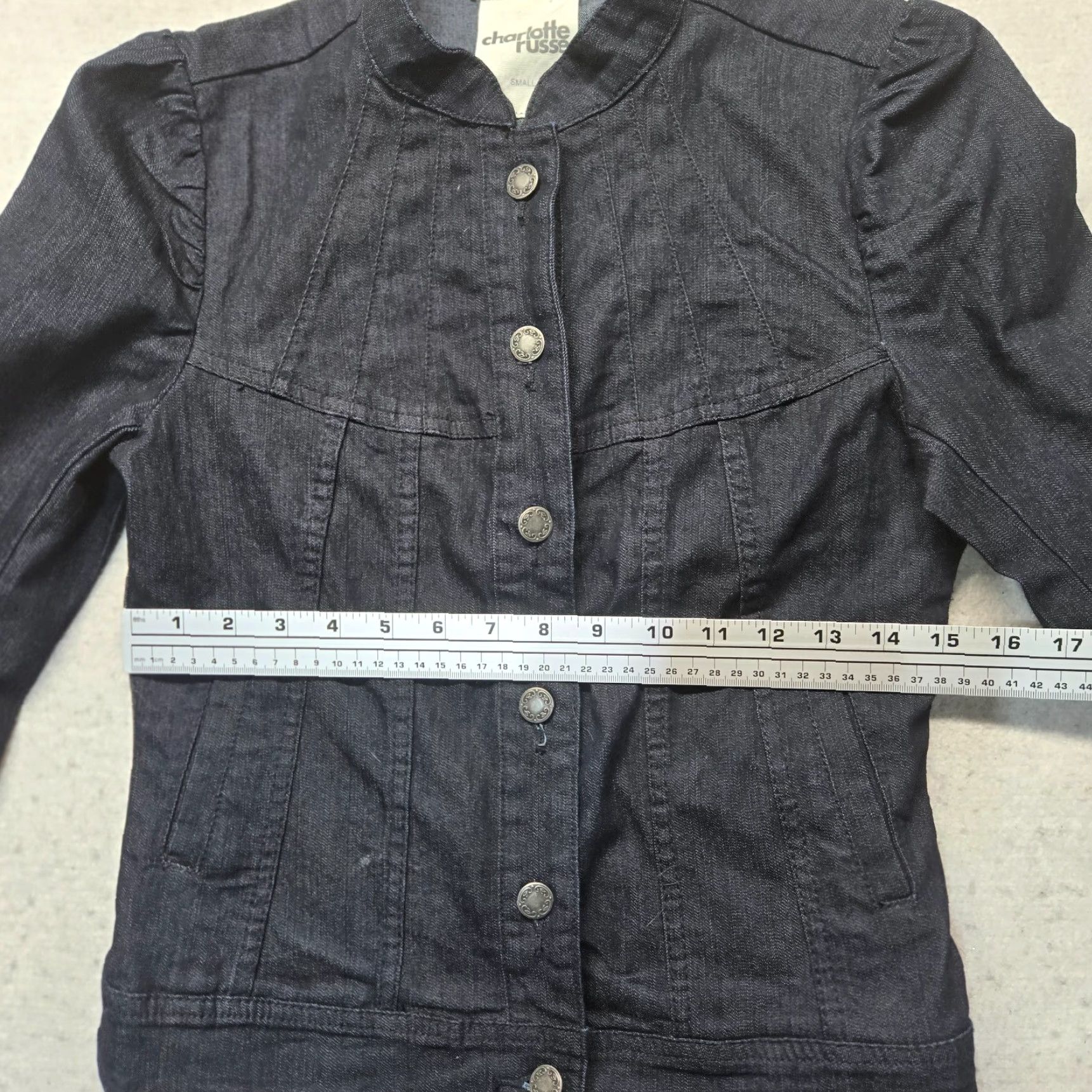 Vintage Charlotte Russe Jacket Black S Women Adult Lightweight Full Button Pocket Coat, cotton blend, Regular, Snap Closure, Basic Jacket Size S / US 4 / IT 40 - 6 Thumbnail