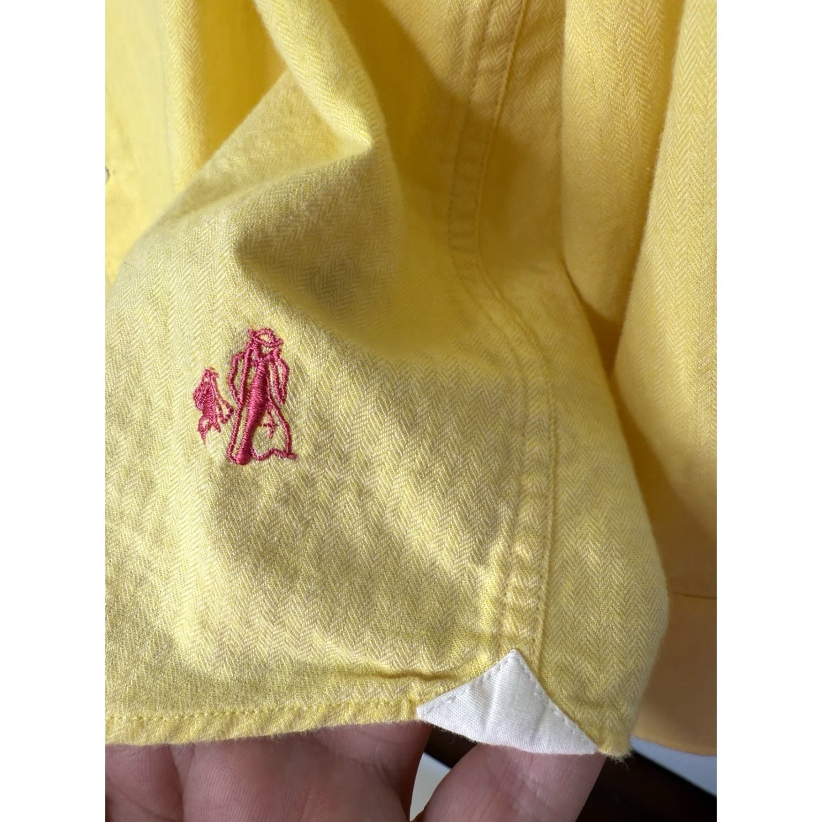 Vintage J. Peterman Shirt Mens XL Long Sleeve Button-Up Front Yellow Gray Contrast Collar Size US XL / EU 56 / 4 - 4 Thumbnail