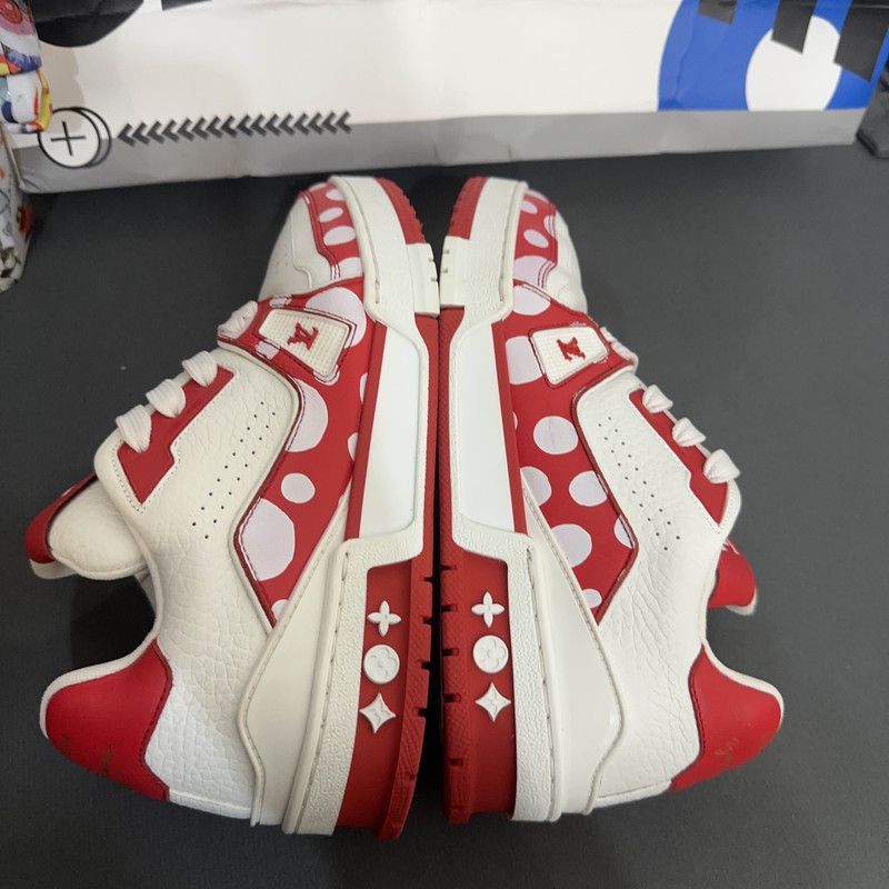 Louis Vuitton Yayoi Kusama x Louis Vuitton Red and White Sneakers -2508 Size US 7.5 / EU 40-41 - 8 Thumbnail
