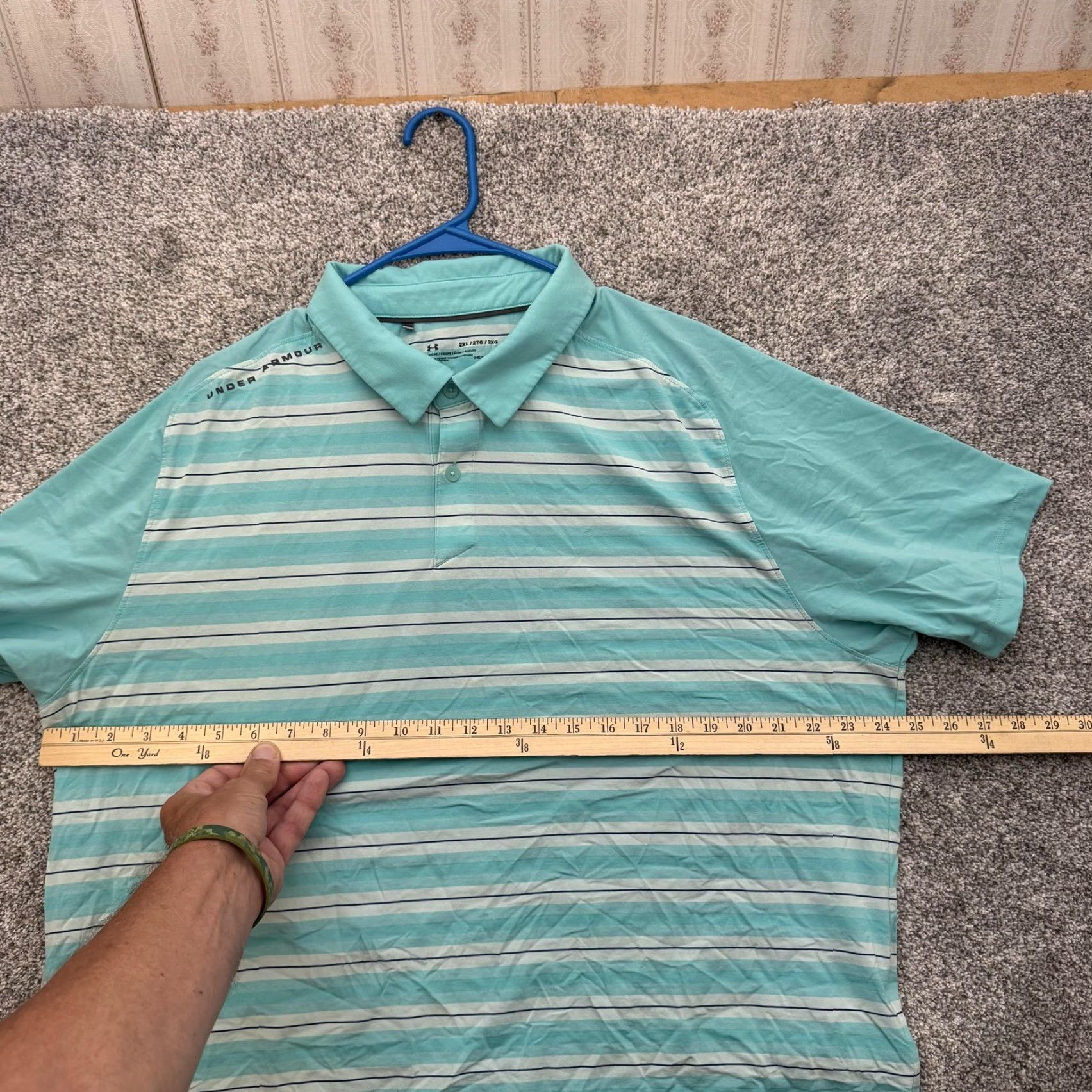 Under Armour Under Armour Polo Shirt Mens 2XL Blue Striped HeatGear Loose Fit Golf SS 1306112 Size US XXL / EU 58 / 5 - 3 Thumbnail