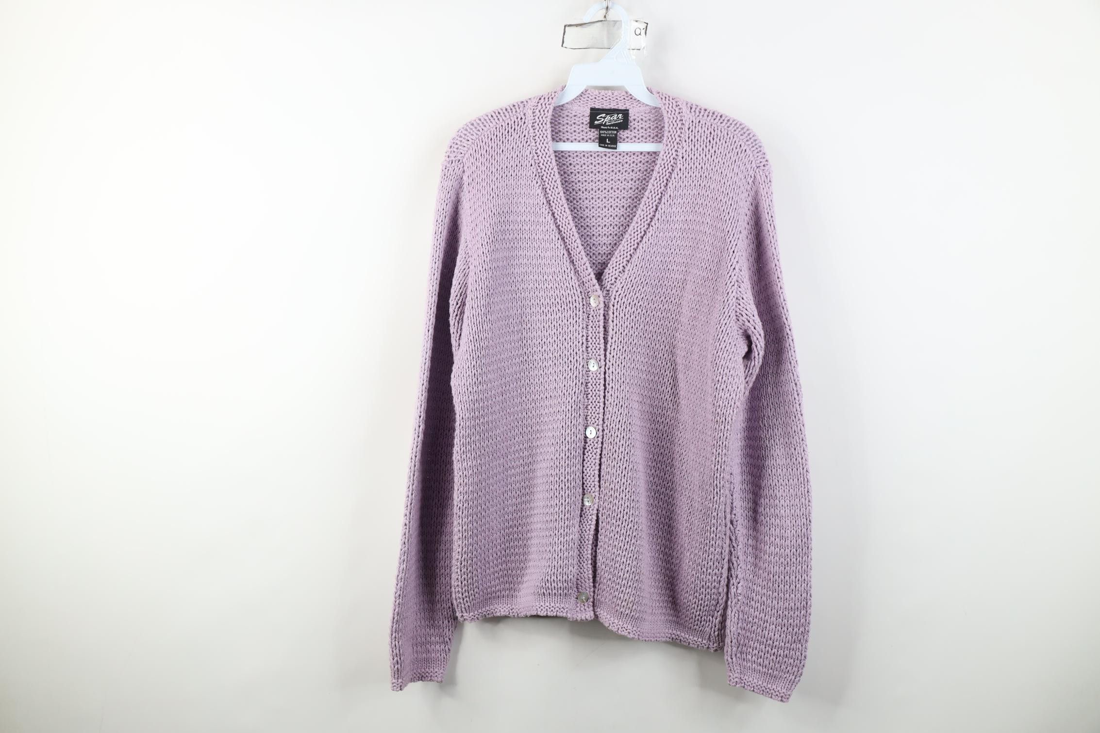 Vintage Vtg 90s Streetwear Cotton Crochet Knit Cardigan Sweater USA Size L / US 10 / IT 46 - 1 Thumbnail