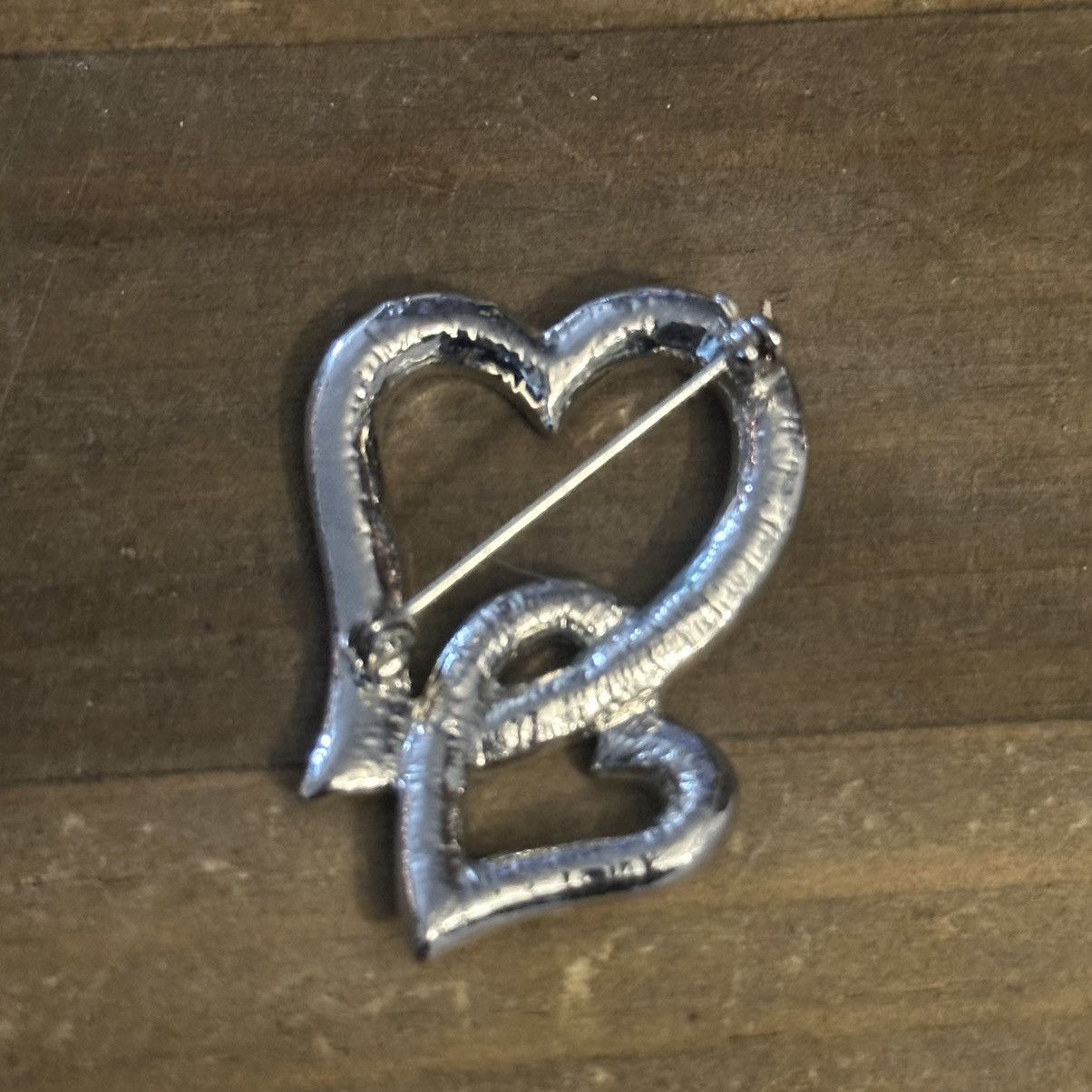 Vintage Vintage rhinestone intertwined open hearts brooch Size ONE SIZE - 5 Thumbnail