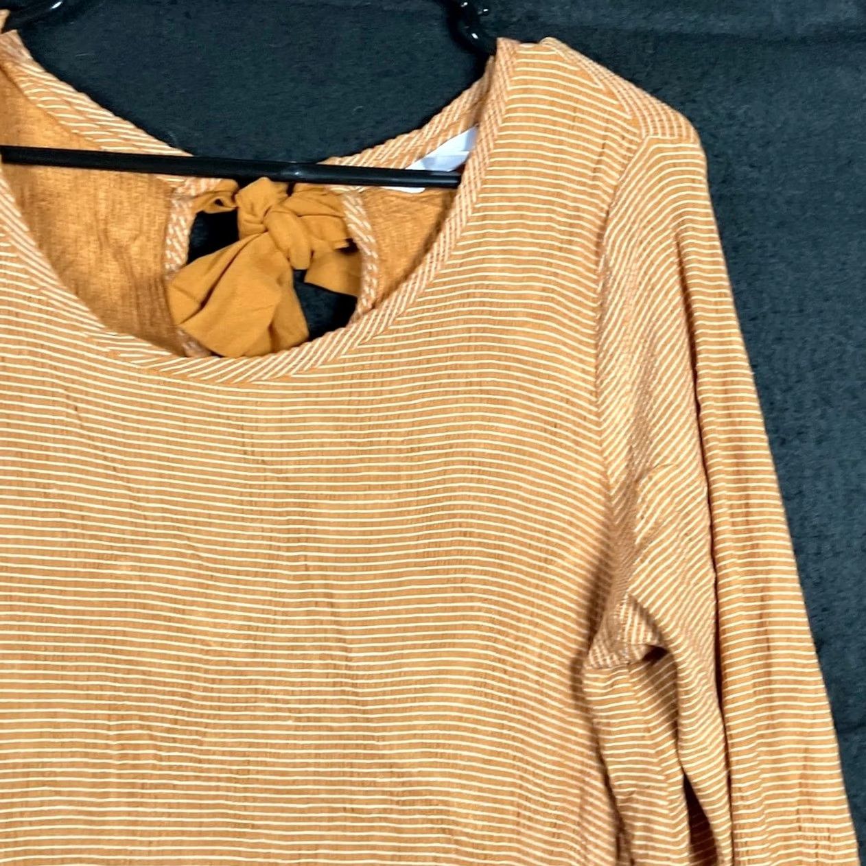 Vintage LC Lauren Conrad Blouse Yellow Striped Key Hole Back Tie Tunic L Womens" Size L / US 10 / IT 46 - 5 Thumbnail
