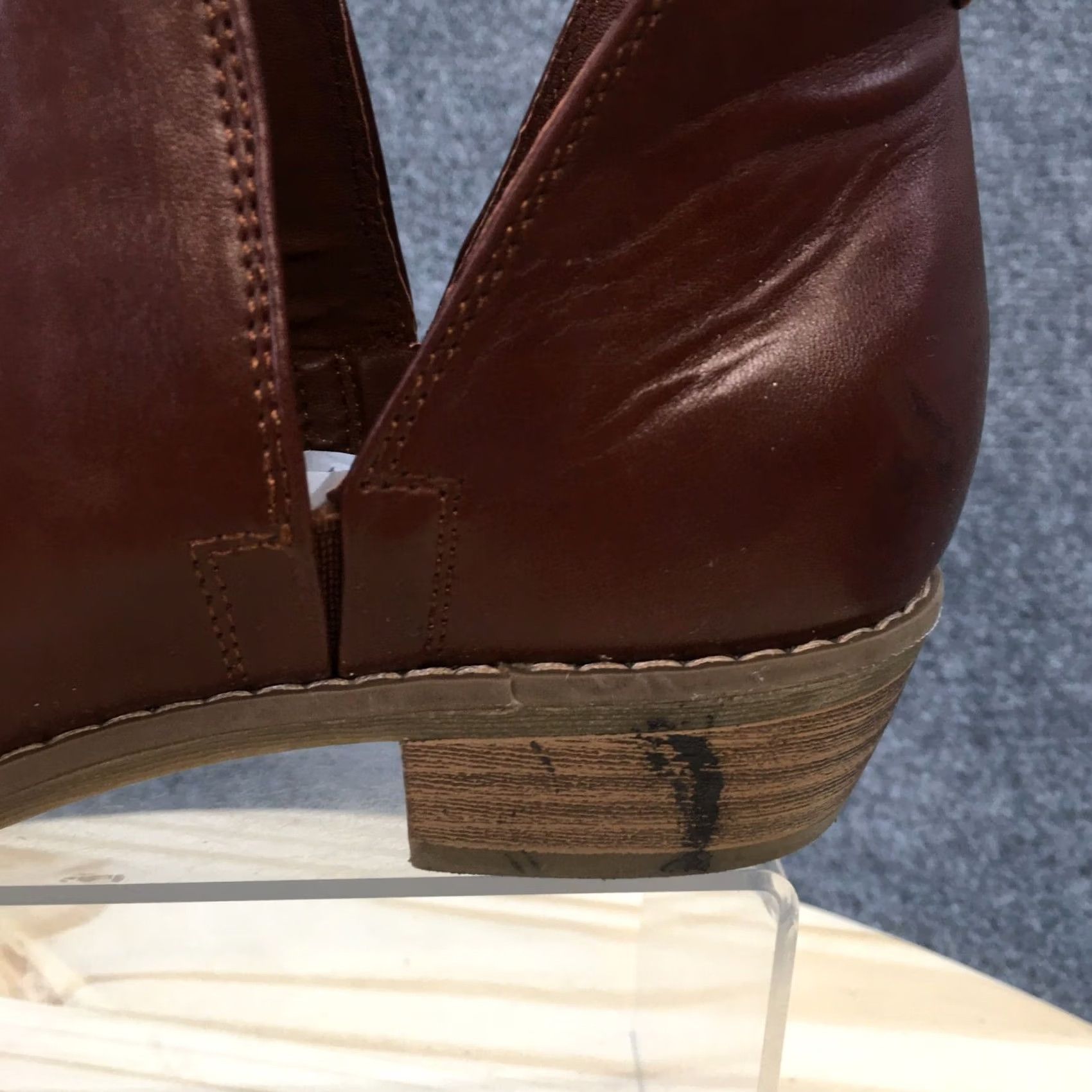 Vintage Universal Thread Boots Womens 6.5 Ankle Booties Brown Faux Leather Pull On Heel Block Casual Shoes Women Size US 7 / IT 37 - 3 Thumbnail
