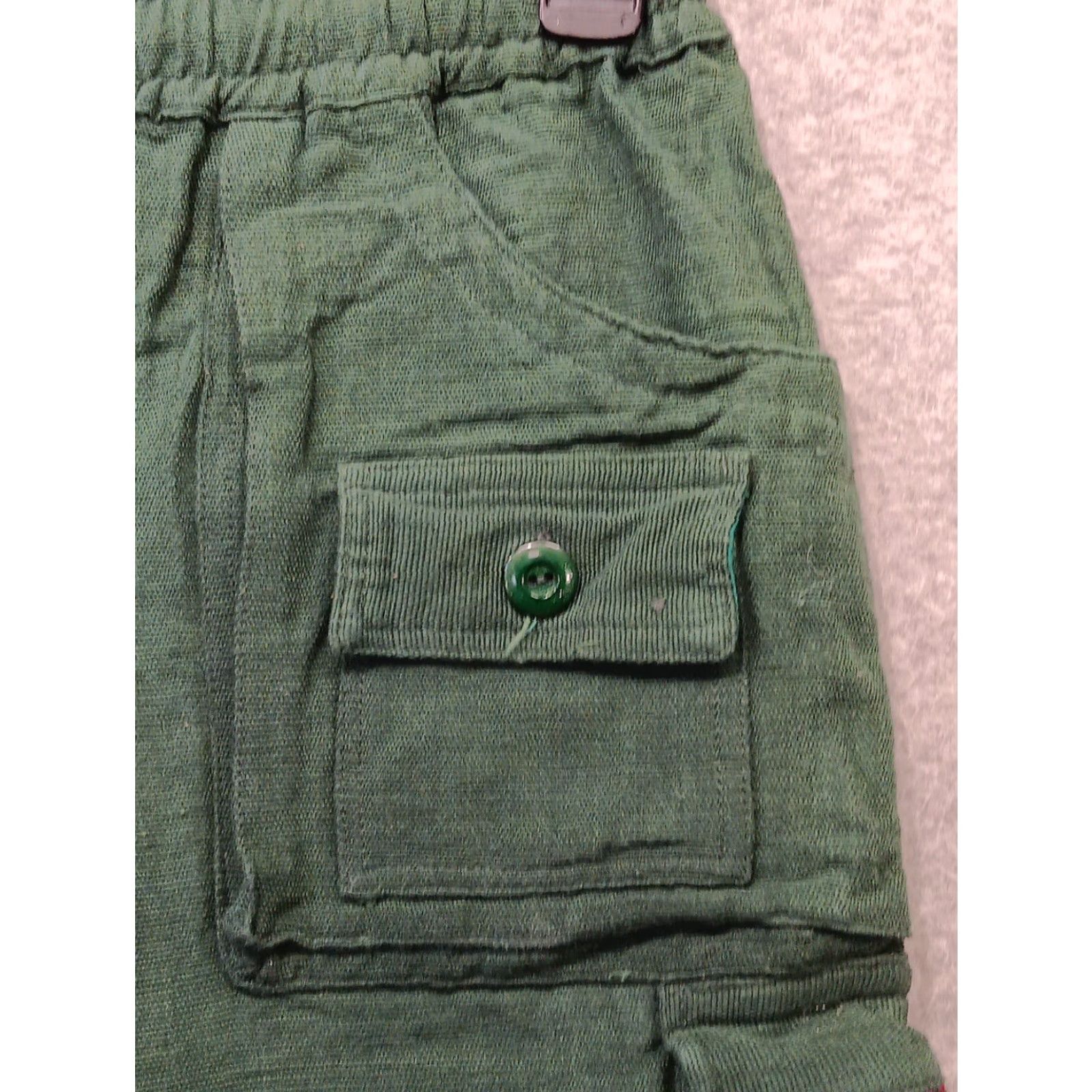 Vintage ARTES TIPICAS TECUM Pants Unisex Adults L Green 100% Cotton Canvas Wide-Leg Embroidered Pockets Adjustable Waist Size 36" / US 14 / IT 50 - 3 Thumbnail