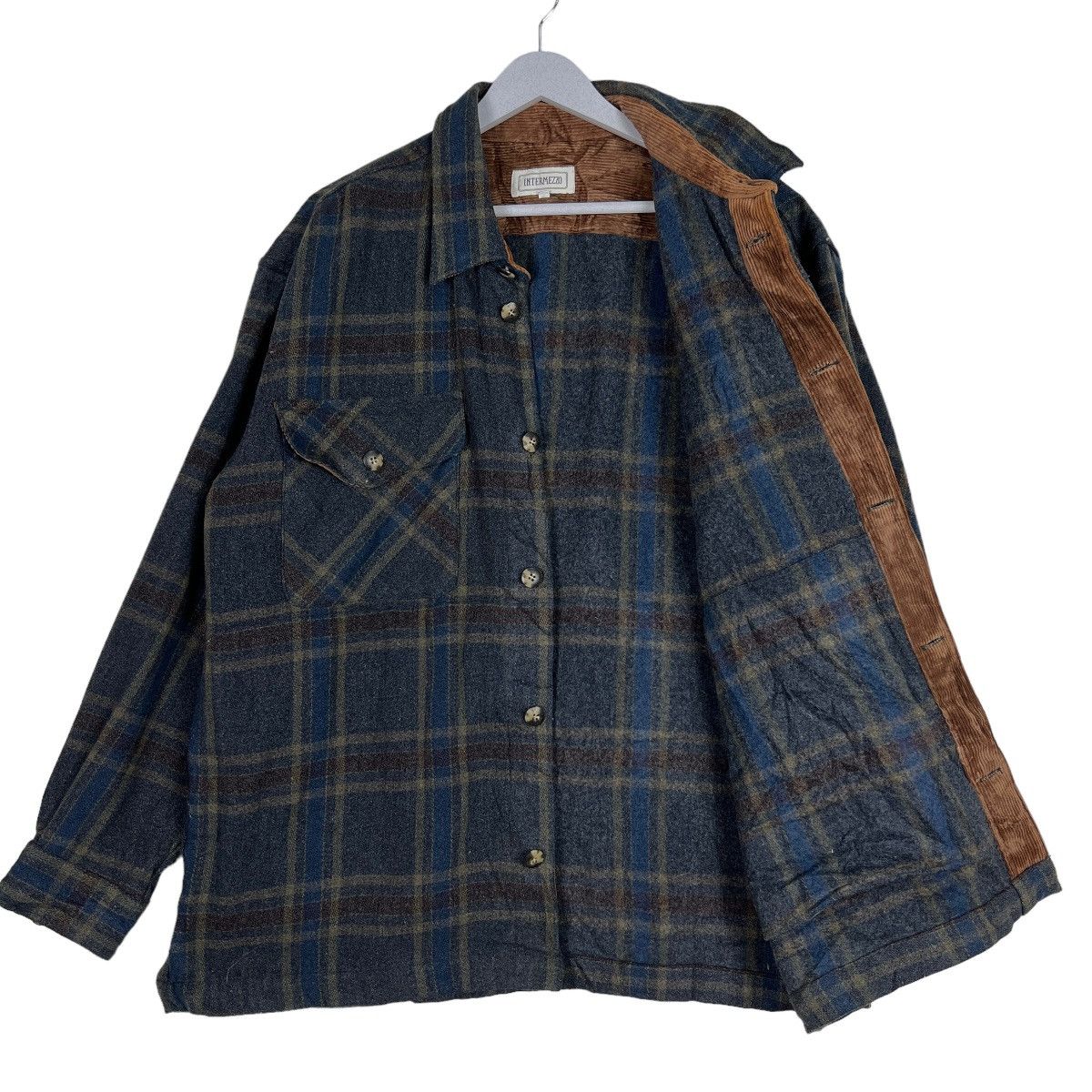 Issey Miyake 🔥 VINTAGE INTERMEZZO WOOL PLAID SHADOWS CPO JACKET Size US L / EU 52-54 / 3 - 9 Thumbnail