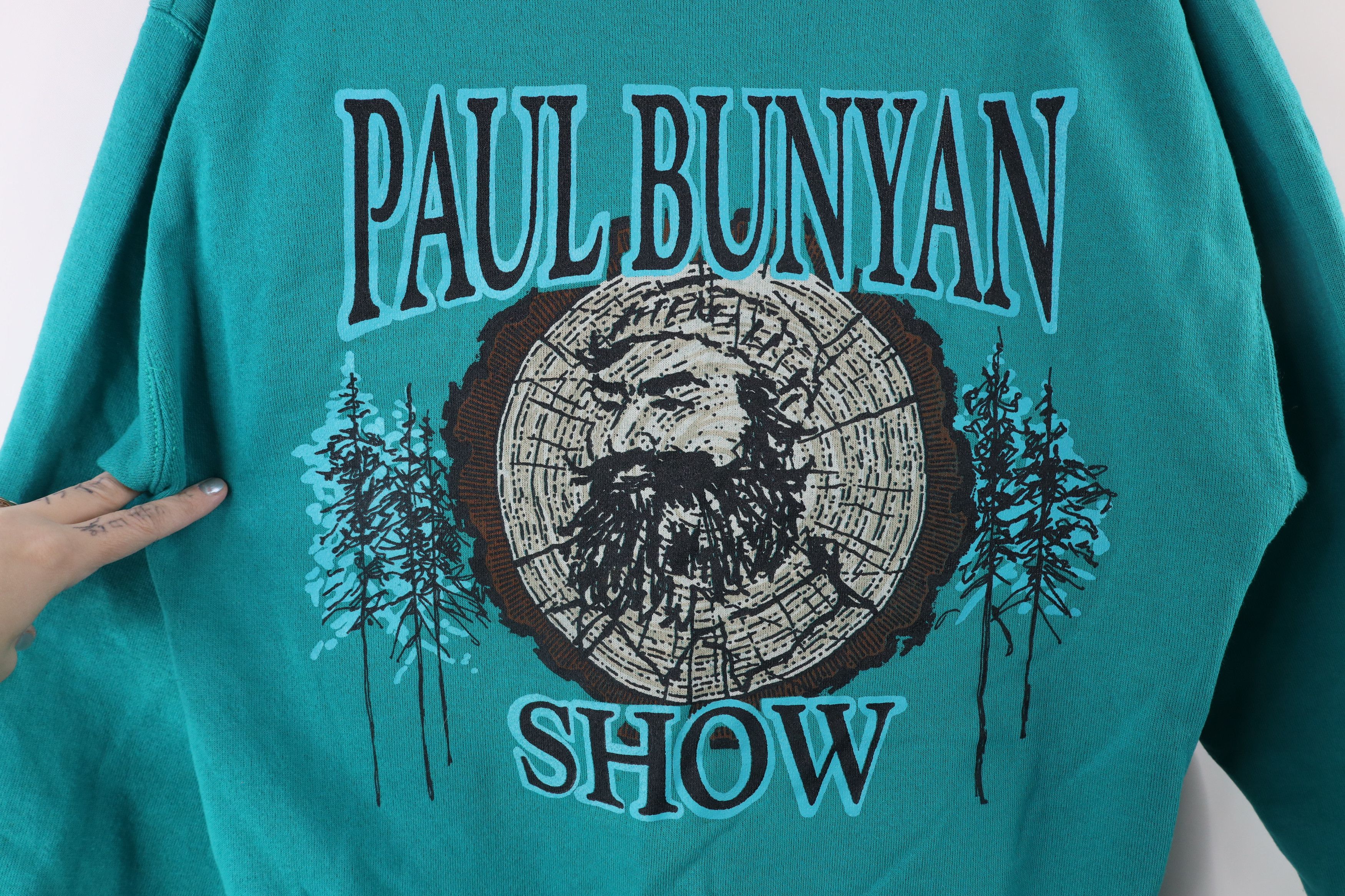 Vintage Vintage 90s Paul Bunyan Show Forestry Sweatshirt Teal USA Size US L / EU 52-54 / 3 - 4 Thumbnail