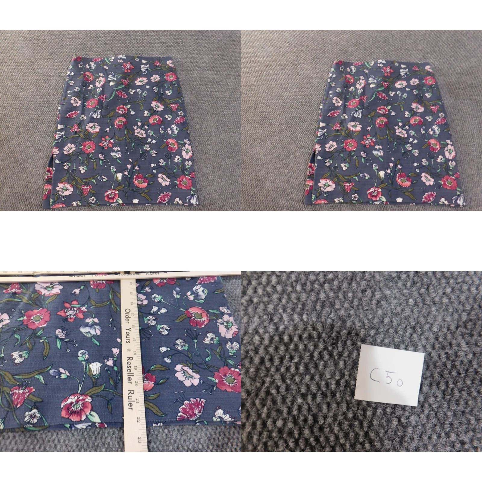 Loft LOFT Skirt Knee Length Floral Blue Zip A-Line Women 12 Casual Business Knit Cotton Spandex Lined Zipper Regular Capes? Size 34" / US 12 / IT 48 - 8 Thumbnail