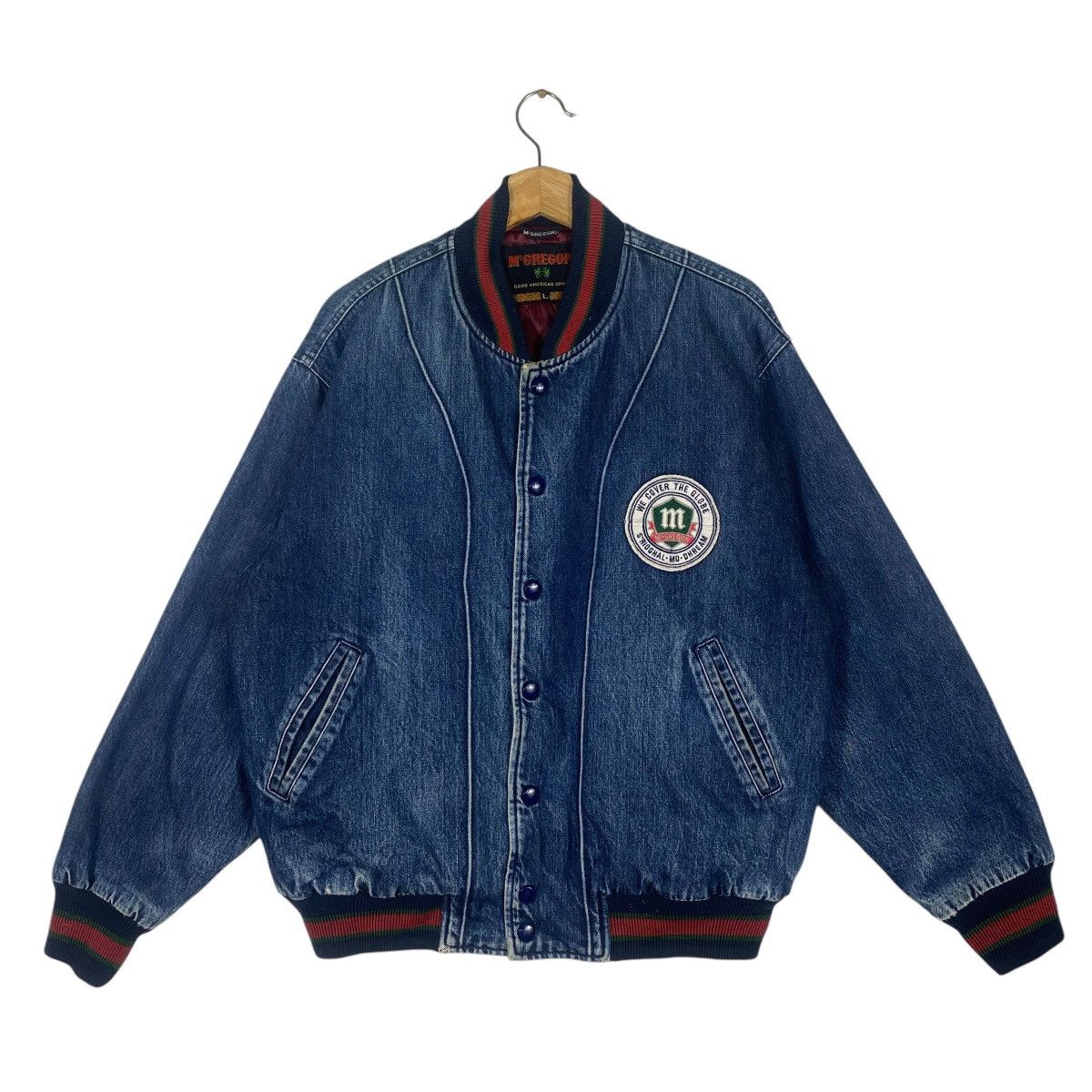 McGregor × Vintage Vintage 90s McGregor Denim Bomber Snap Button Jacket L Size Size US L / EU 52-54 / 3 - 1 Thumbnail