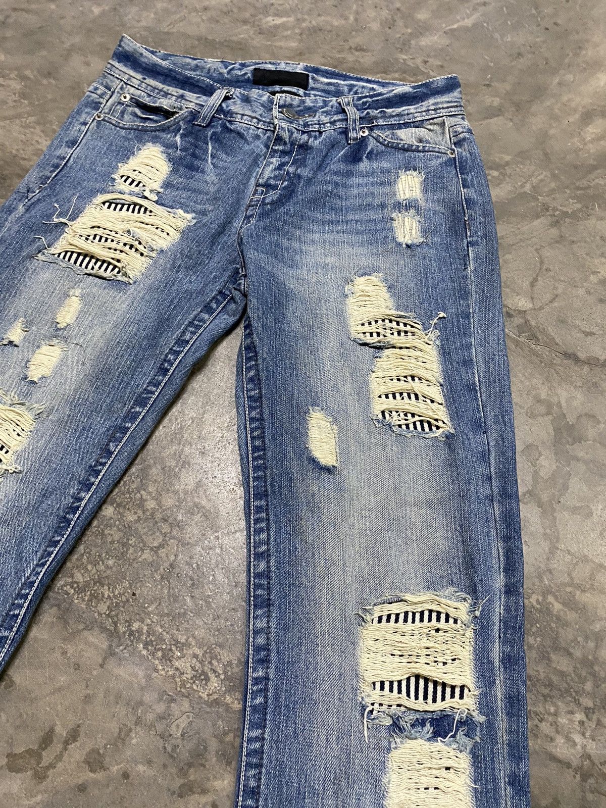 Japanese Brand Flare Jeans Japan Distressed Sashiko Boro Stitches Grunge Size US 30 / EU 46 - 7 Thumbnail