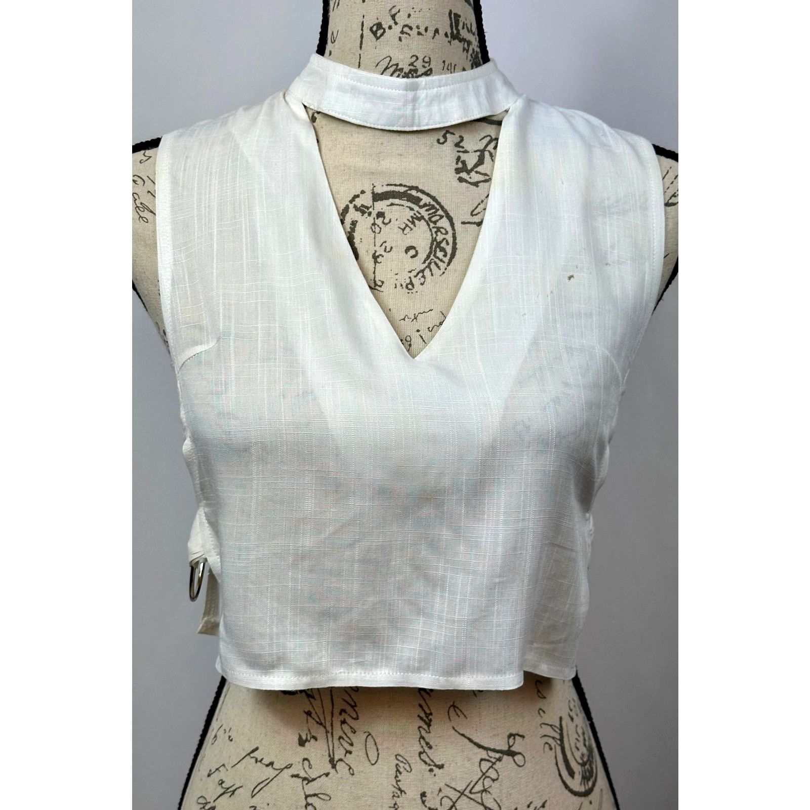 Other Charms Fashion Choker Crop Top V-Neck White M Size M / US 6-8 / IT 42-44 - 5 Thumbnail